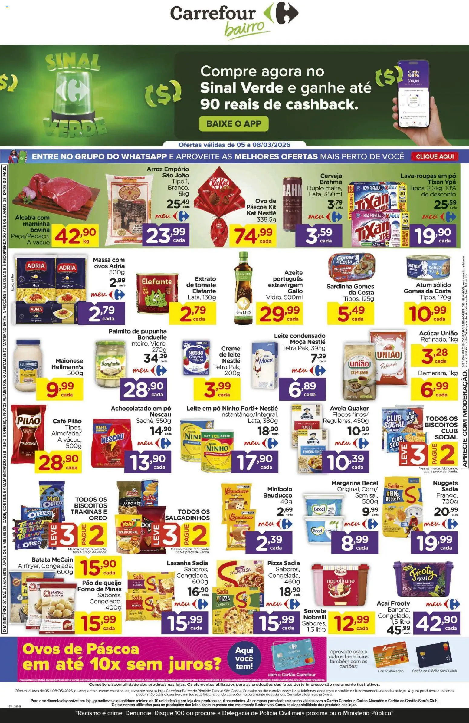 Carrefour Bairro Folheto - válido de 05.03.2026 | Página: 1 | Produtos: Ovos, Pizza, Biscoitos, Batata
