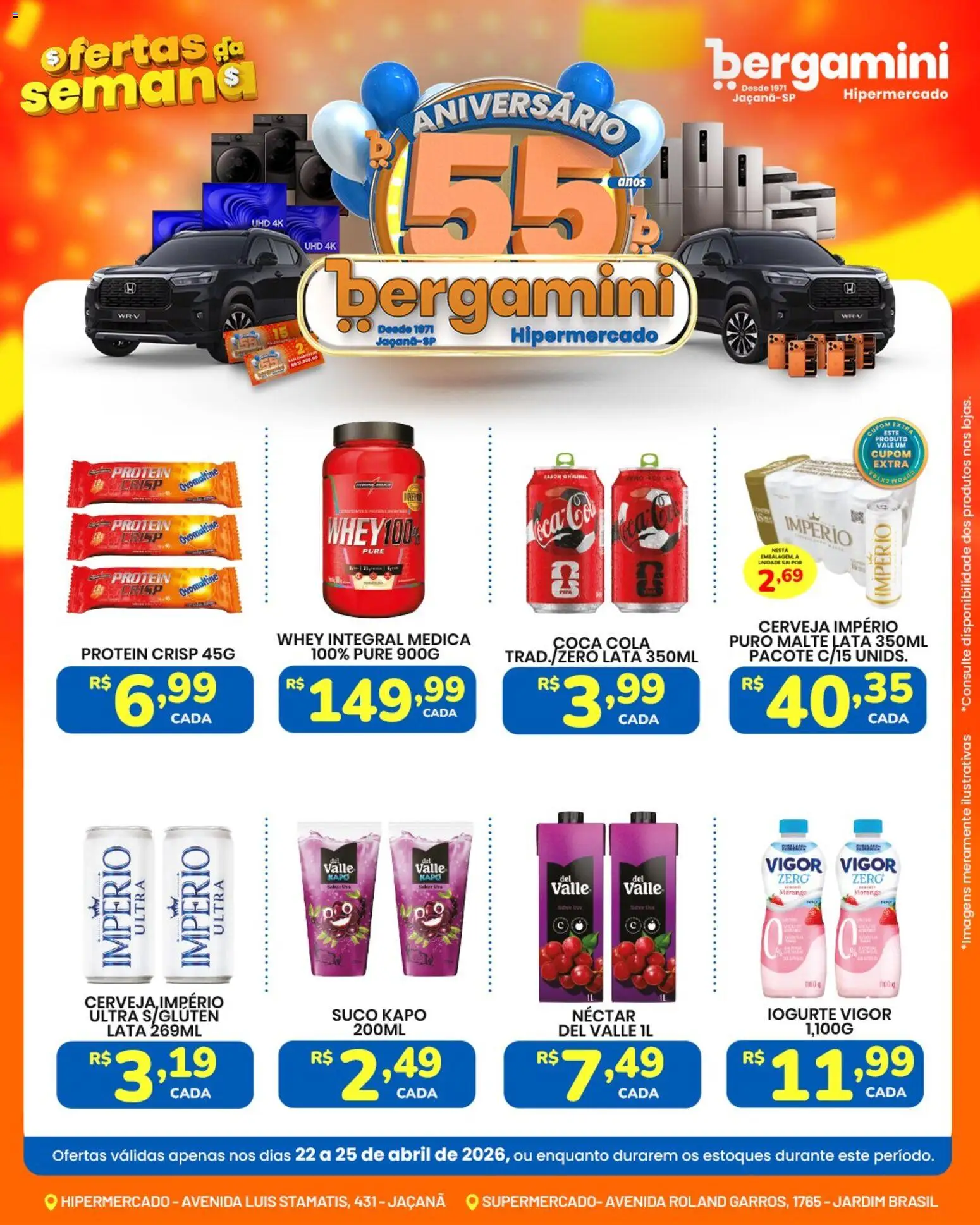 Supermercado Bergamini Folheto - válido de 22.04.2026 | Página: 4 | Produtos: Cola, Iogurte, Suco, Cerveja