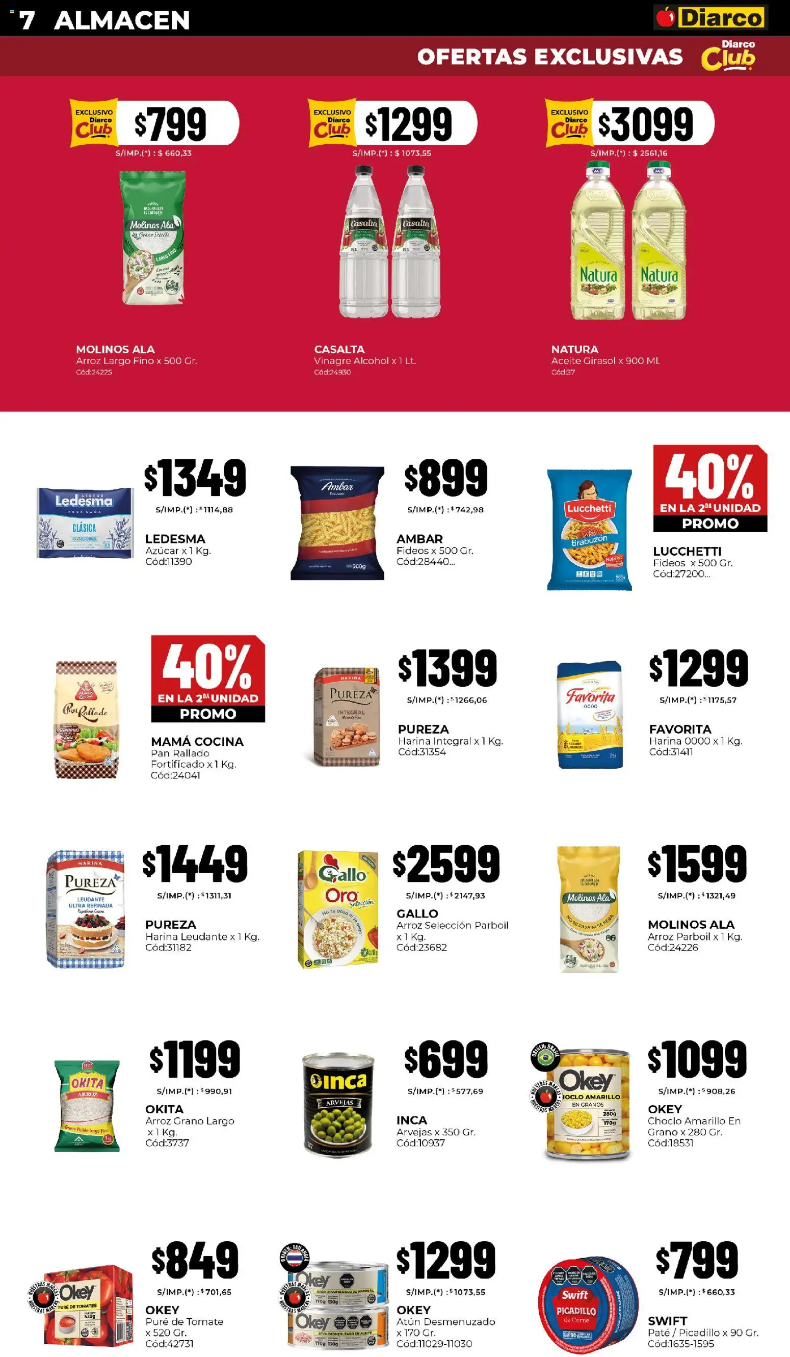 Diarco - Ofertas │ válido desde el 29.12.2025 | Página: 7 | Productos: Atún, Tomates, Fideos, Pan rallado