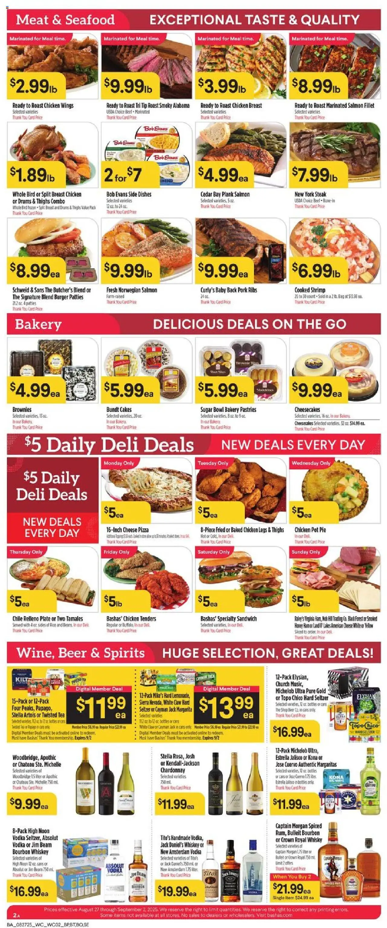 Basha's Weekly Ad - valid from 27.08.2025 | Page: 2 | Products: Cheese, Pizza, Rice, Vodka