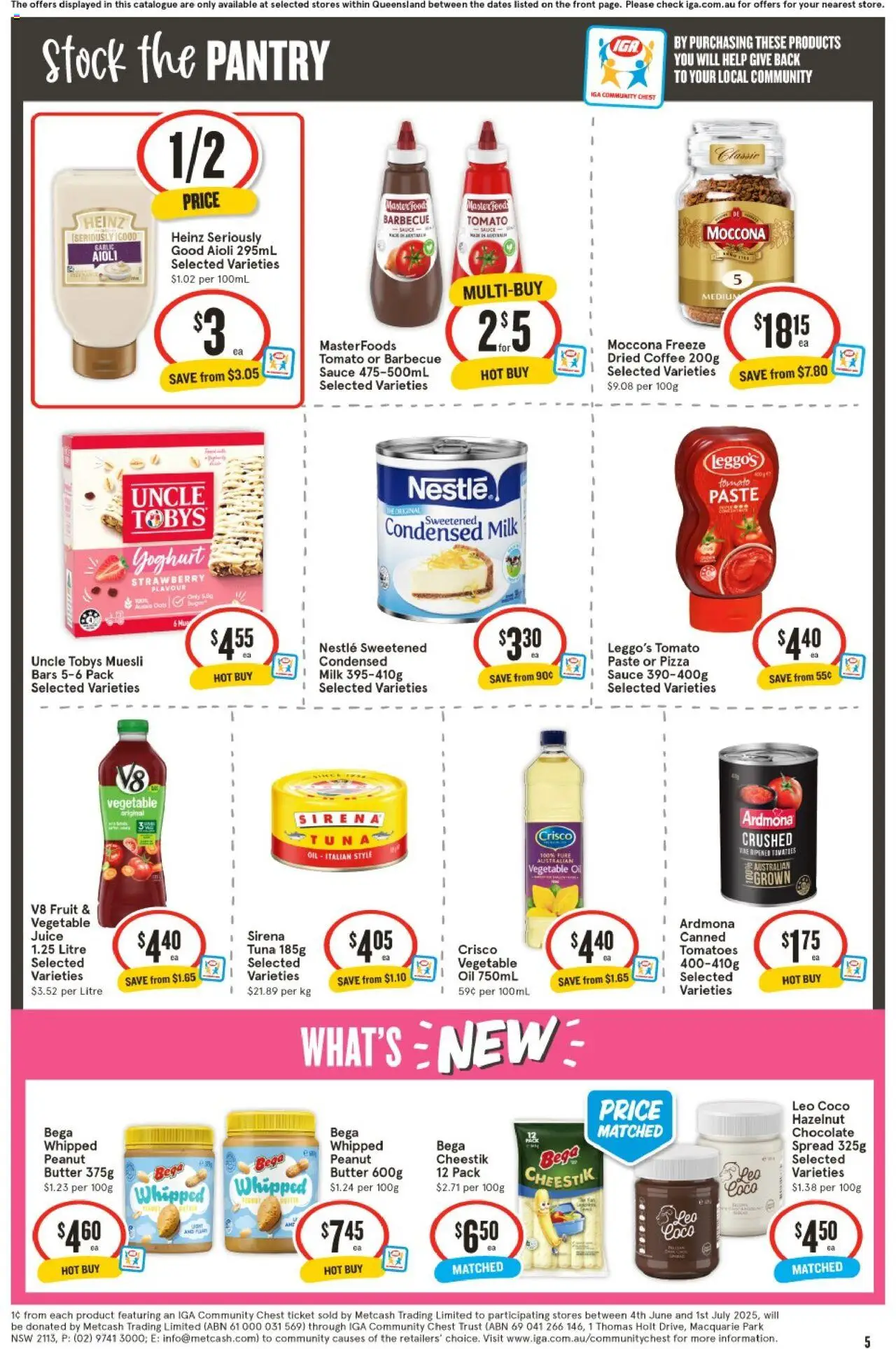 IGA catalogue - valid from 25.06.2025 | Page: 5 | Products: Chocolate, Pizza, Sauce, Moccona