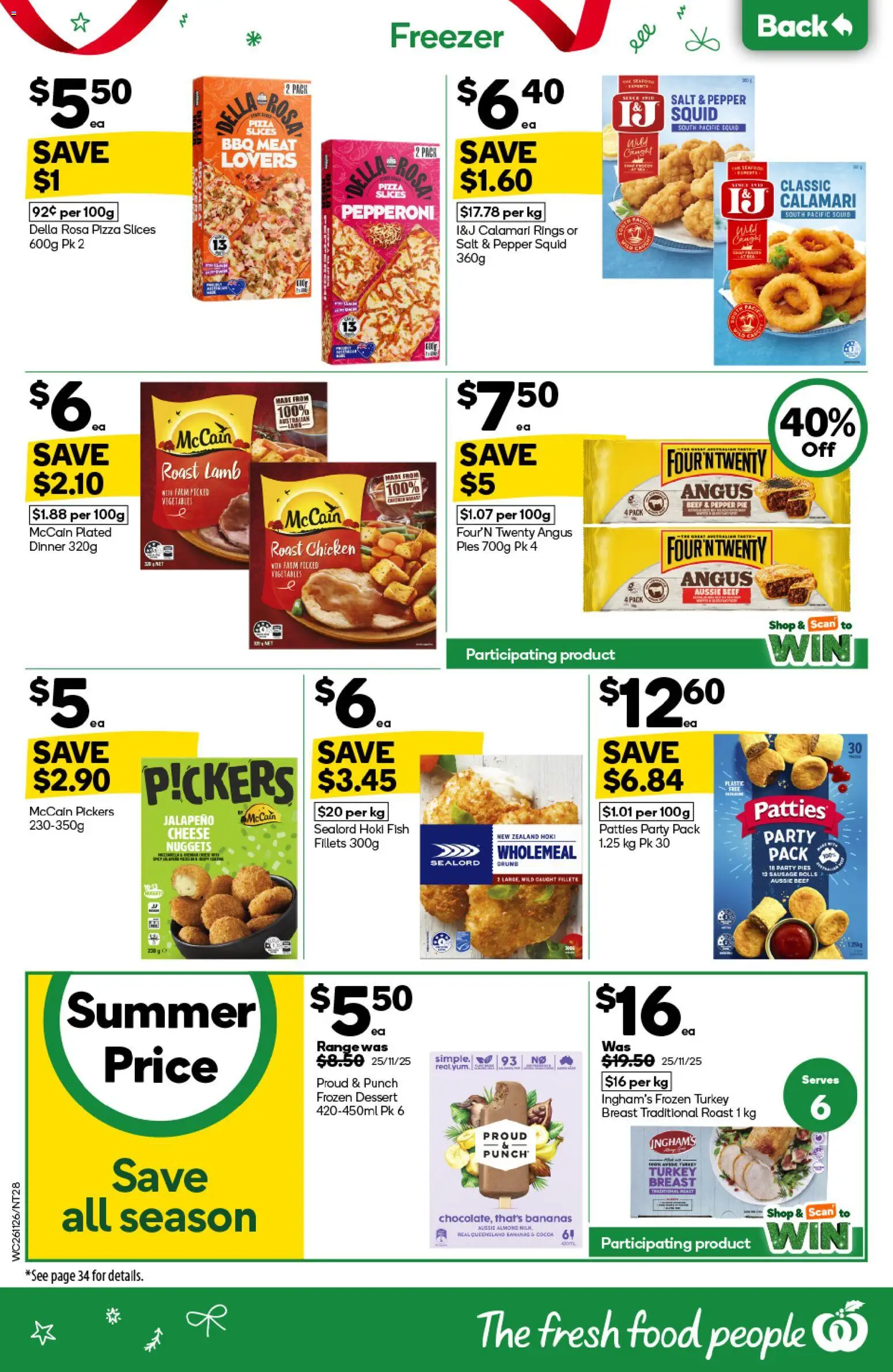 Woolworths catalogue - valid from 26.11.2025 | Page: 28 | Products: Cheese, Pizza, Pies, Freezer
