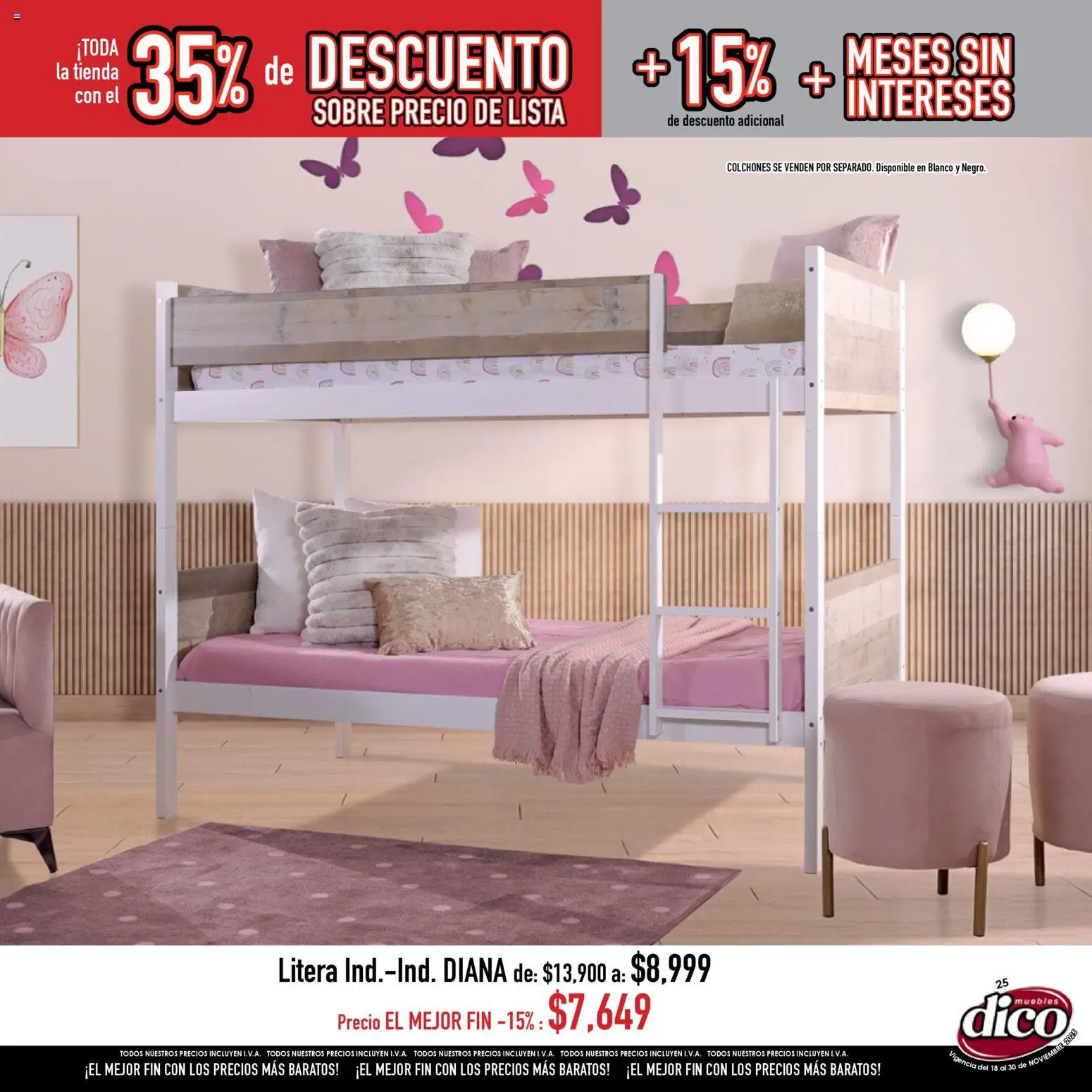Nuevas ofertas de Muebles Dico válidas en toda la República Mexicana desde el 18.11.2025. ¡Encuentra las mejores ofertas en Muebles Dico Buen Fin ! | Página: 25 | Productos: Litera, Sobre