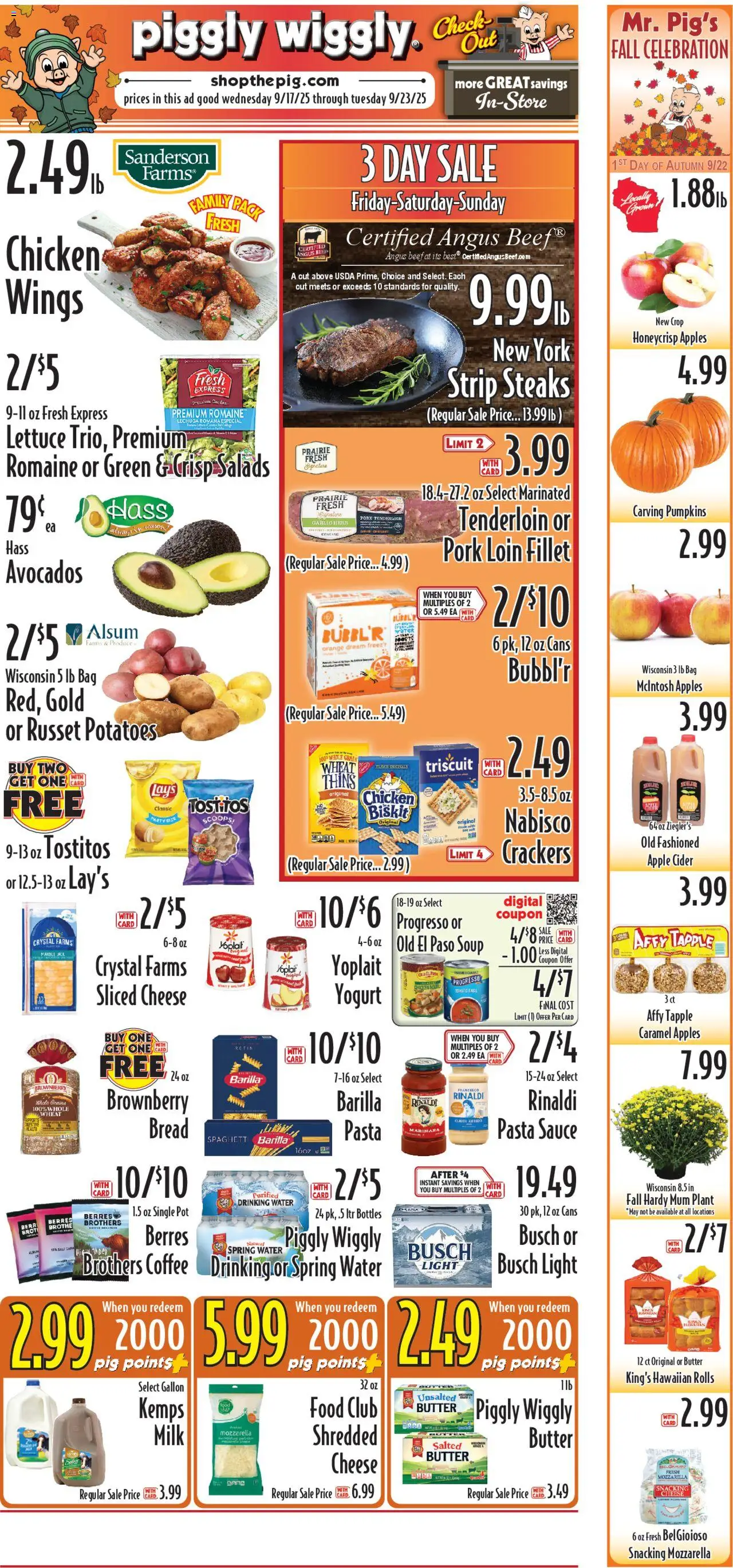 Piggly Wiggly Weekly Ad - WI - valid from 17.09.2025 | Page: 4 | Products: Lettuce, Yogurt, Pasta, Garlic
