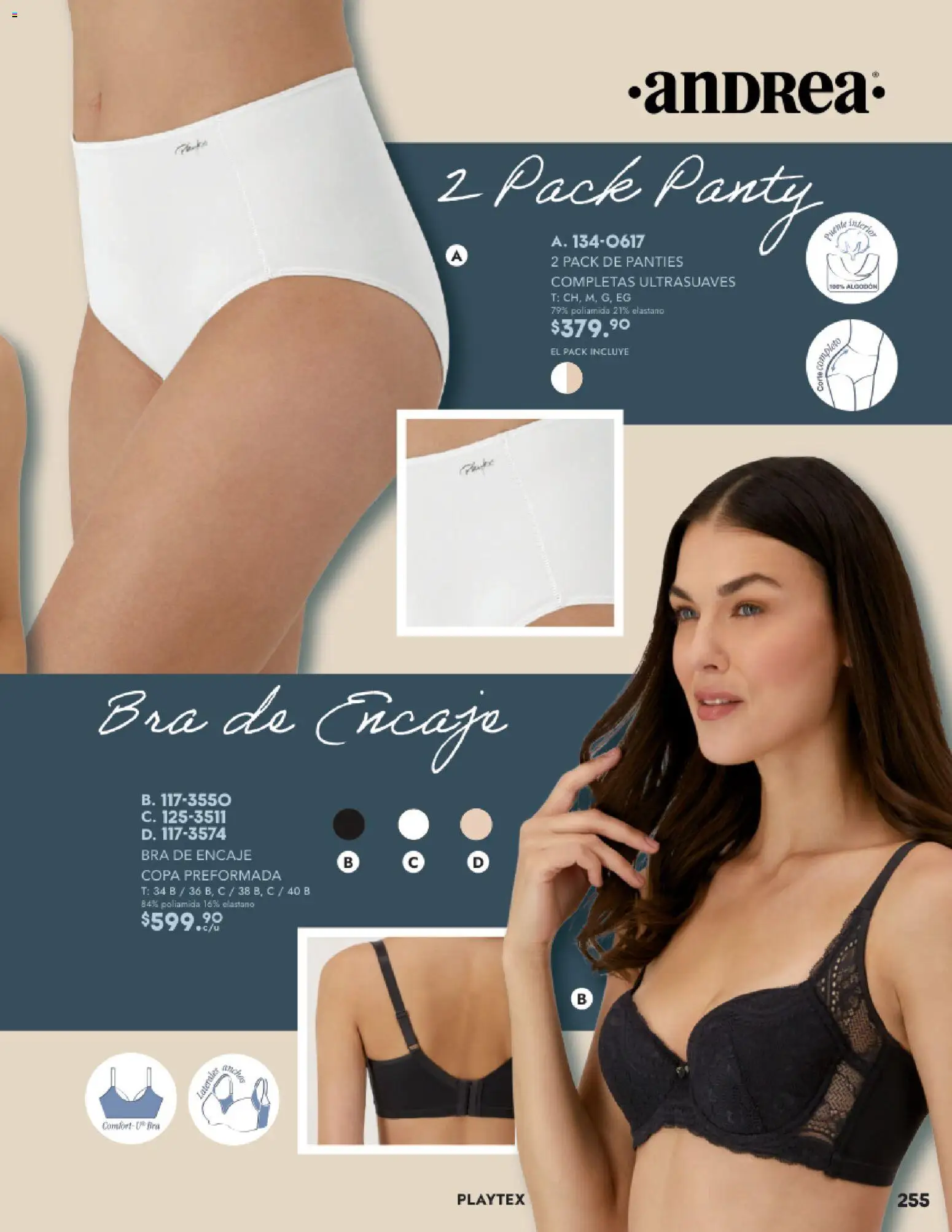 Nuevas ofertas de Andrea válidas en toda la República Mexicana desde el 26.11.2025. ¡Encuentra las mejores ofertas en Andrea catálogo Lancería, Vestir Interior otoño 2025! | Página: 91 | Productos: Algodón