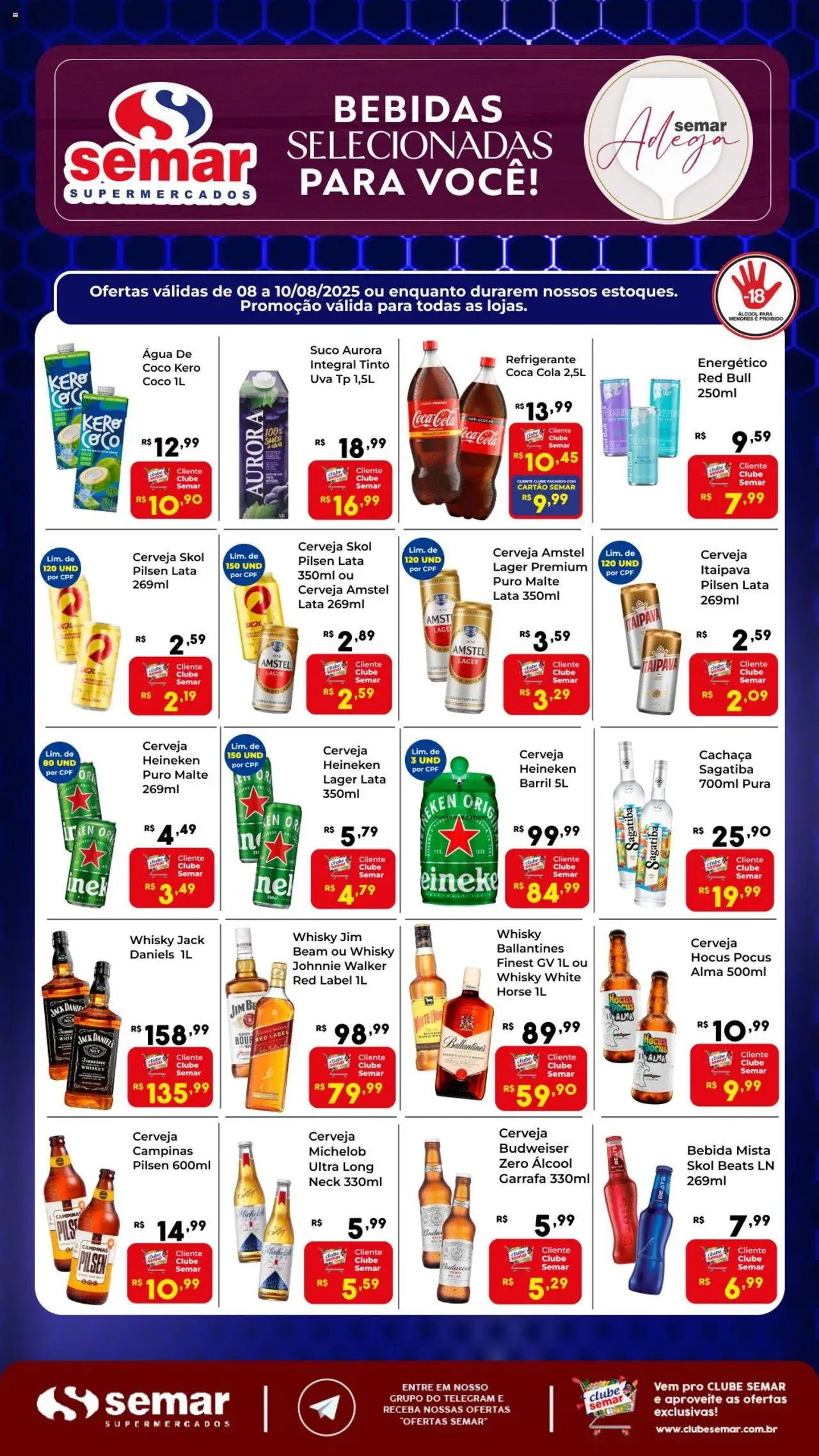 Semar Supermercado Folheto - válido de 08.08.2025 | Página: 1 | Produtos: Coco, Cerveja, Açúcar, Refrigerante