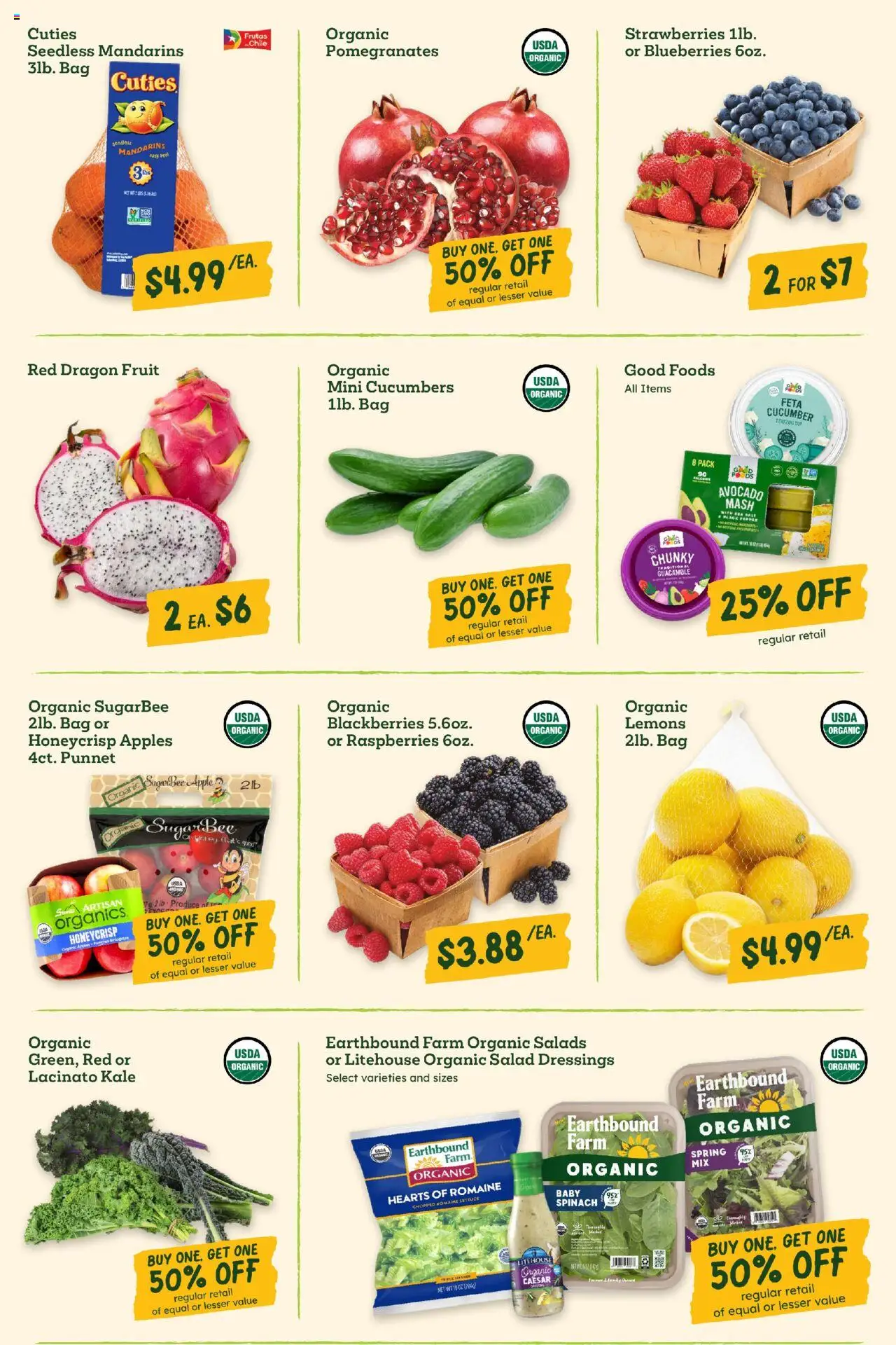 Sprouts Weekly Ad - valid from 22.10.2025 | Page: 6 | Products: Mandarins, Lettuce, Avocado, Bag