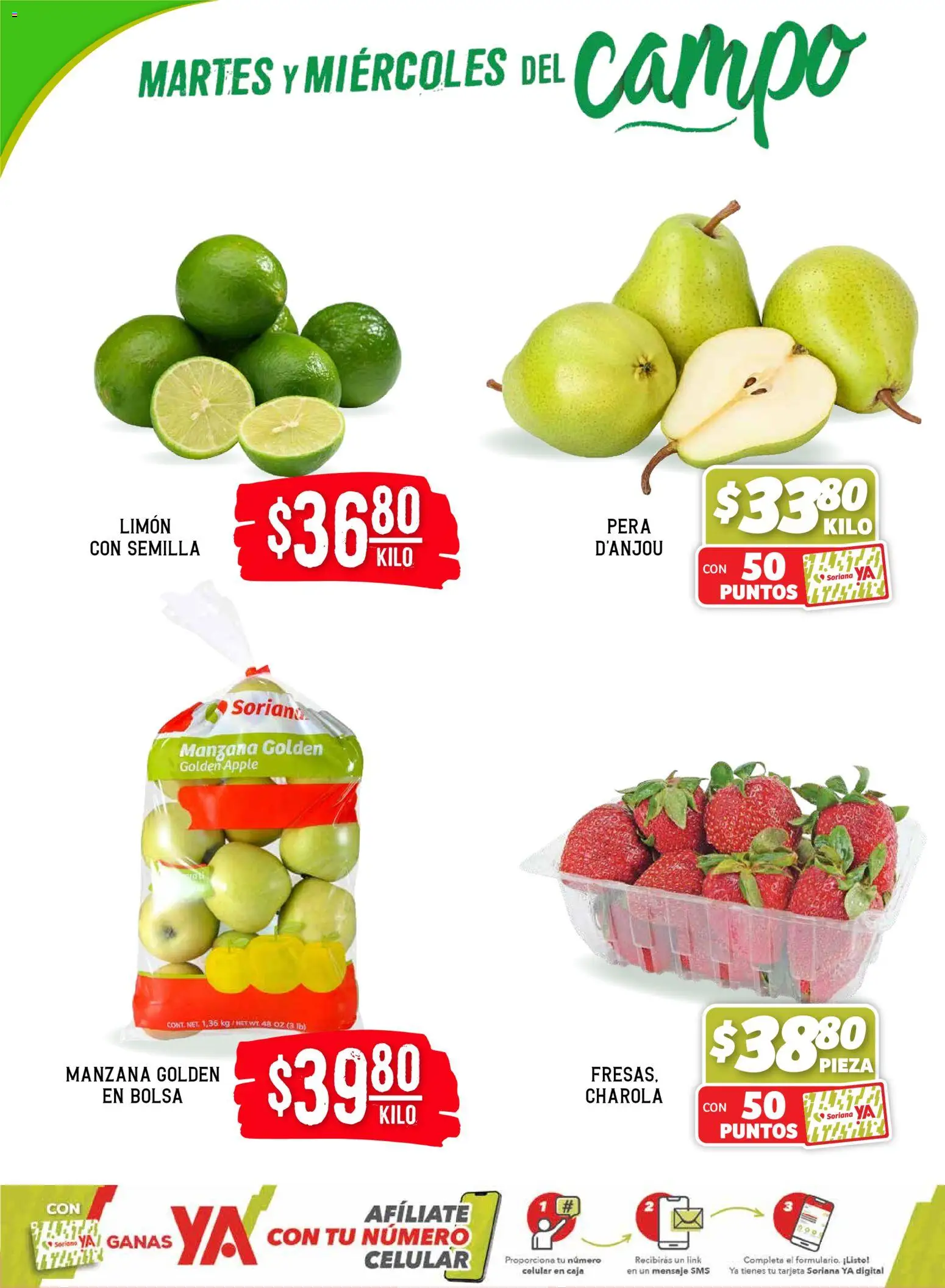 Nuevas ofertas de Soriana válidas en toda la República Mexicana desde el 24.02.2026. ¡Encuentra las mejores ofertas en Soriana - Martes y Miércoles del Campo Híper: Ver, Tab, Chis, Camp, Yuc y Q. Roo! | Página: 2 | Productos: Pera, Manzana, Limón, Caja