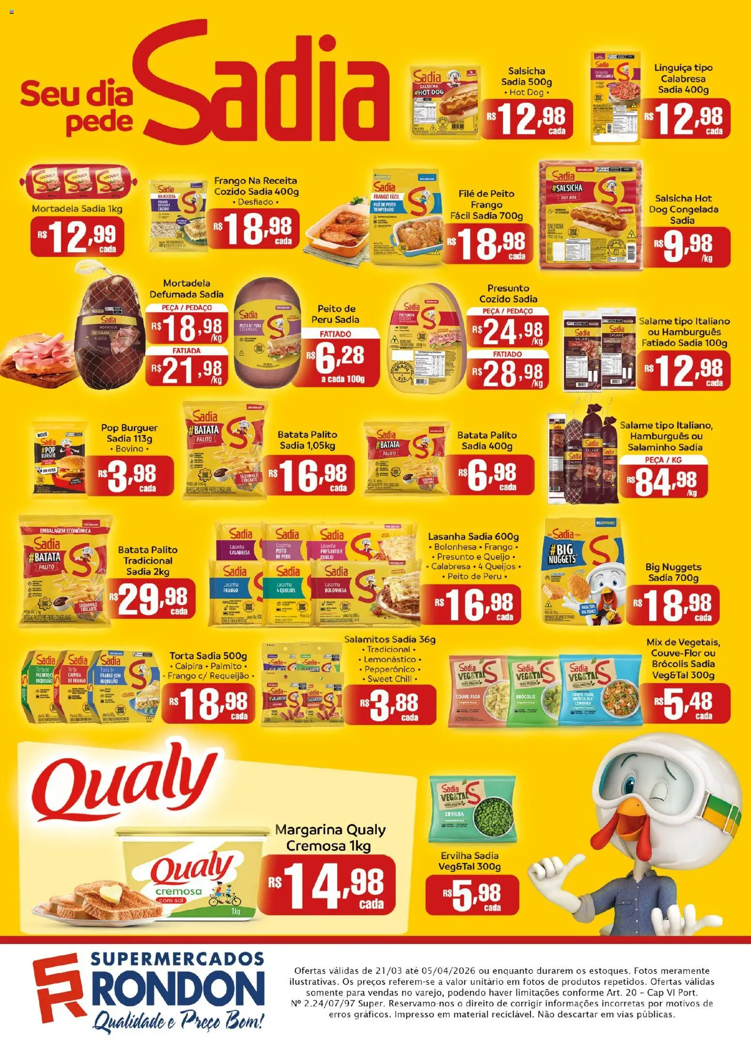 Supermercados Rondon Folheto - válido de 21.03.2026 | Página: 2 | Produtos: Air fryer, Salsicha, Mortadela, Margarina