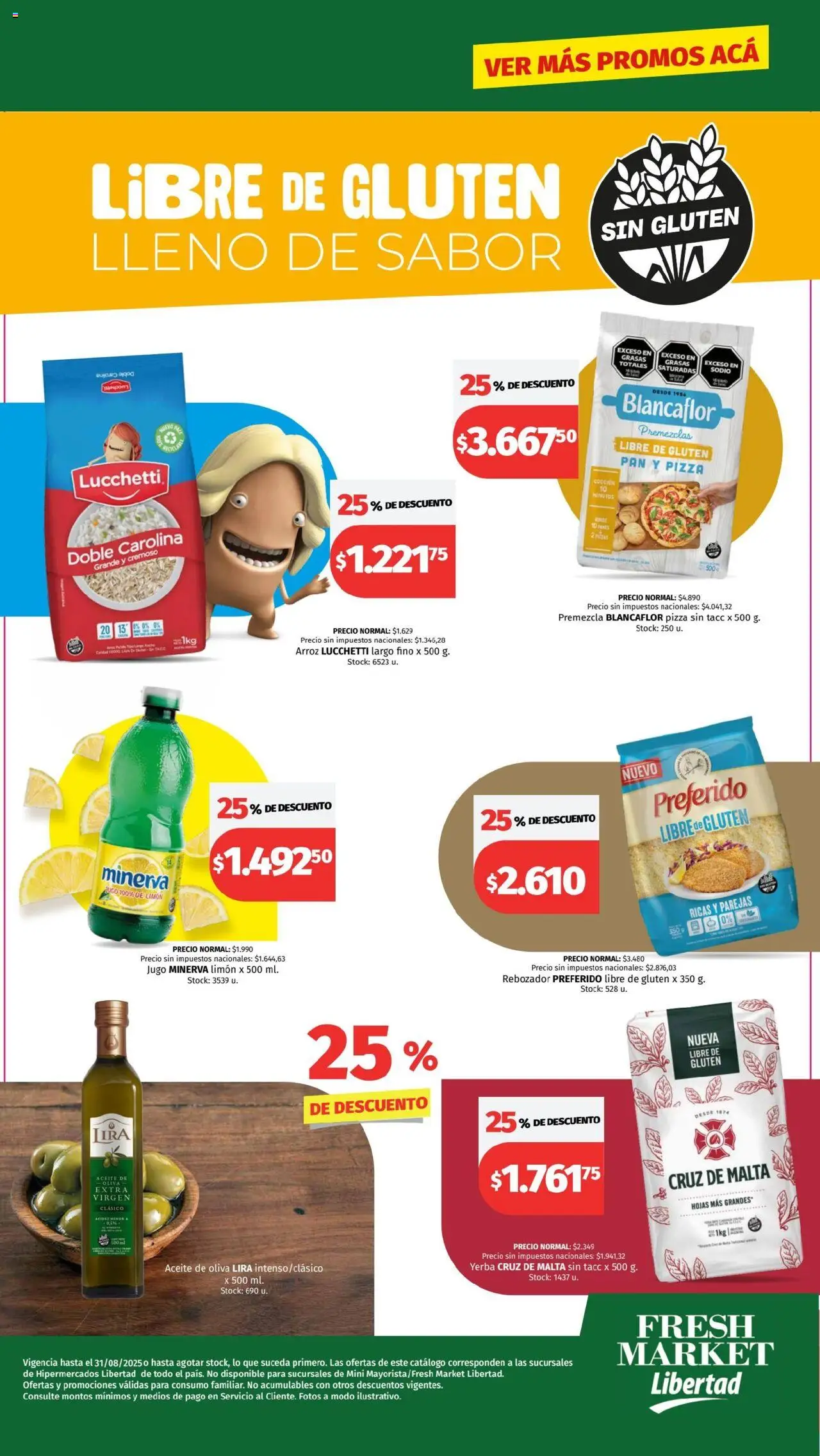 Hipermercado Libertad - Libre de Gluten - Fresh │ válido desde el 01.08.2025 | Página: 3 | Productos: Yerba, Aceite, Oliva, Jugo