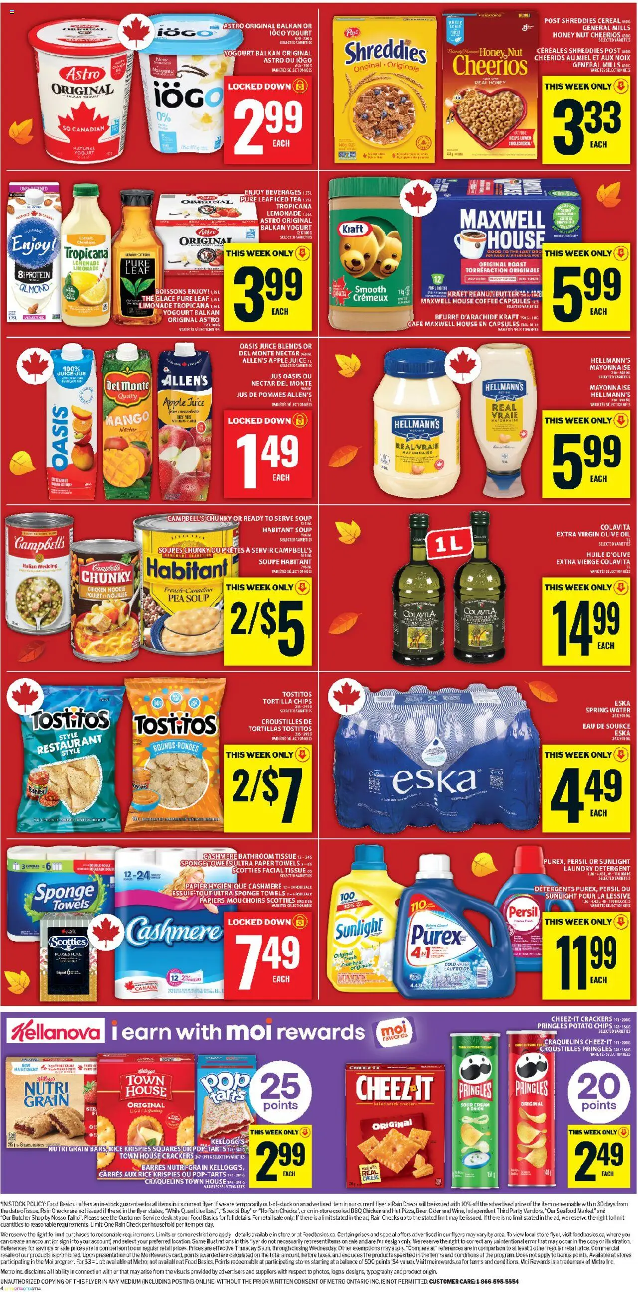 Food Basics flyer valid from 09.10.2025 | Page: 3 | Products: Rice, Tea, Yogurt, Oil