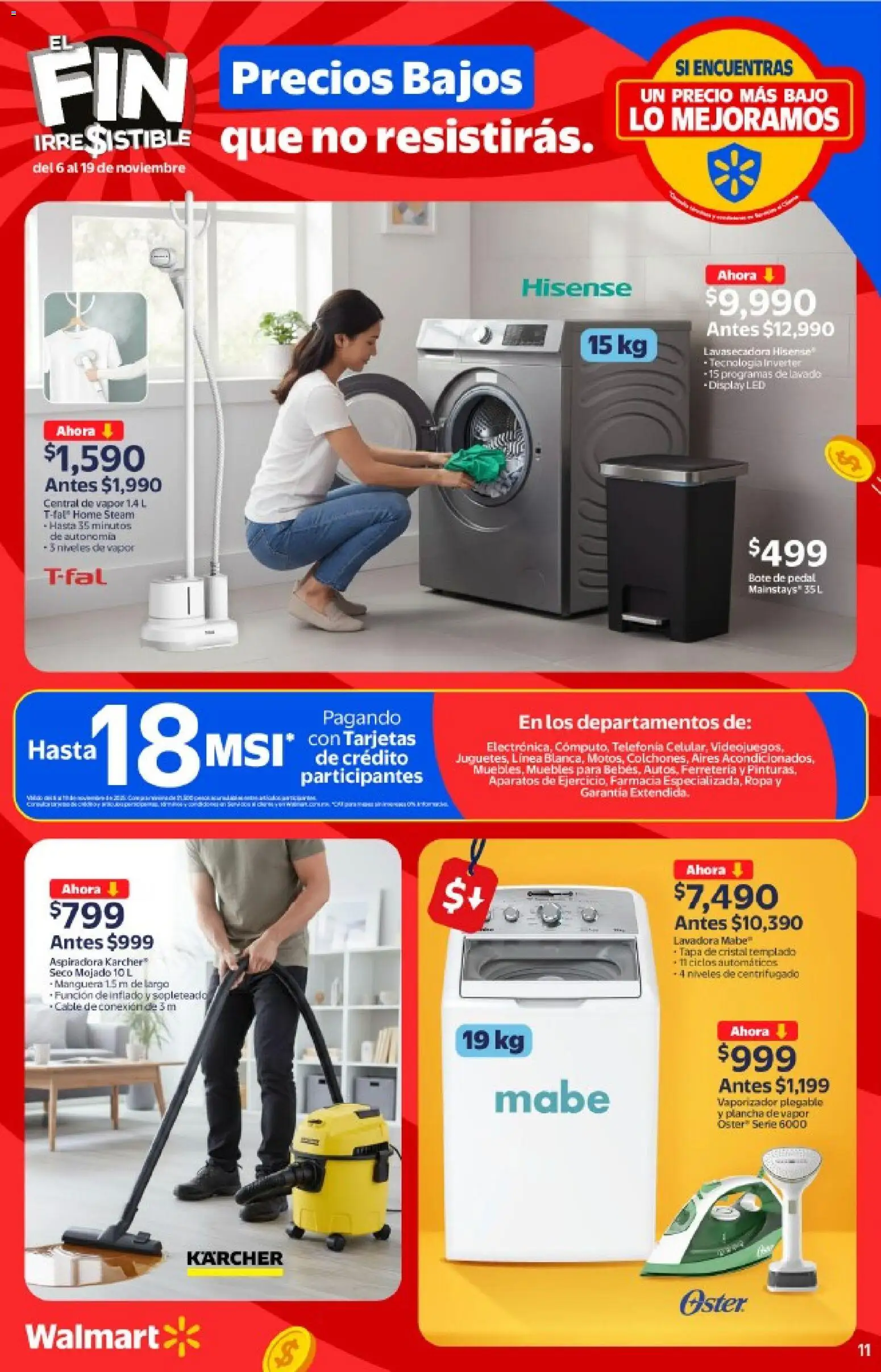 Nuevas ofertas de Walmart válidas en toda la República Mexicana desde el 06.11.2025. ¡Encuentra las mejores ofertas en Walmart Buen Fin ! | Página: 11 | Productos: Cable, Lavadora, Aspiradora, Ropa