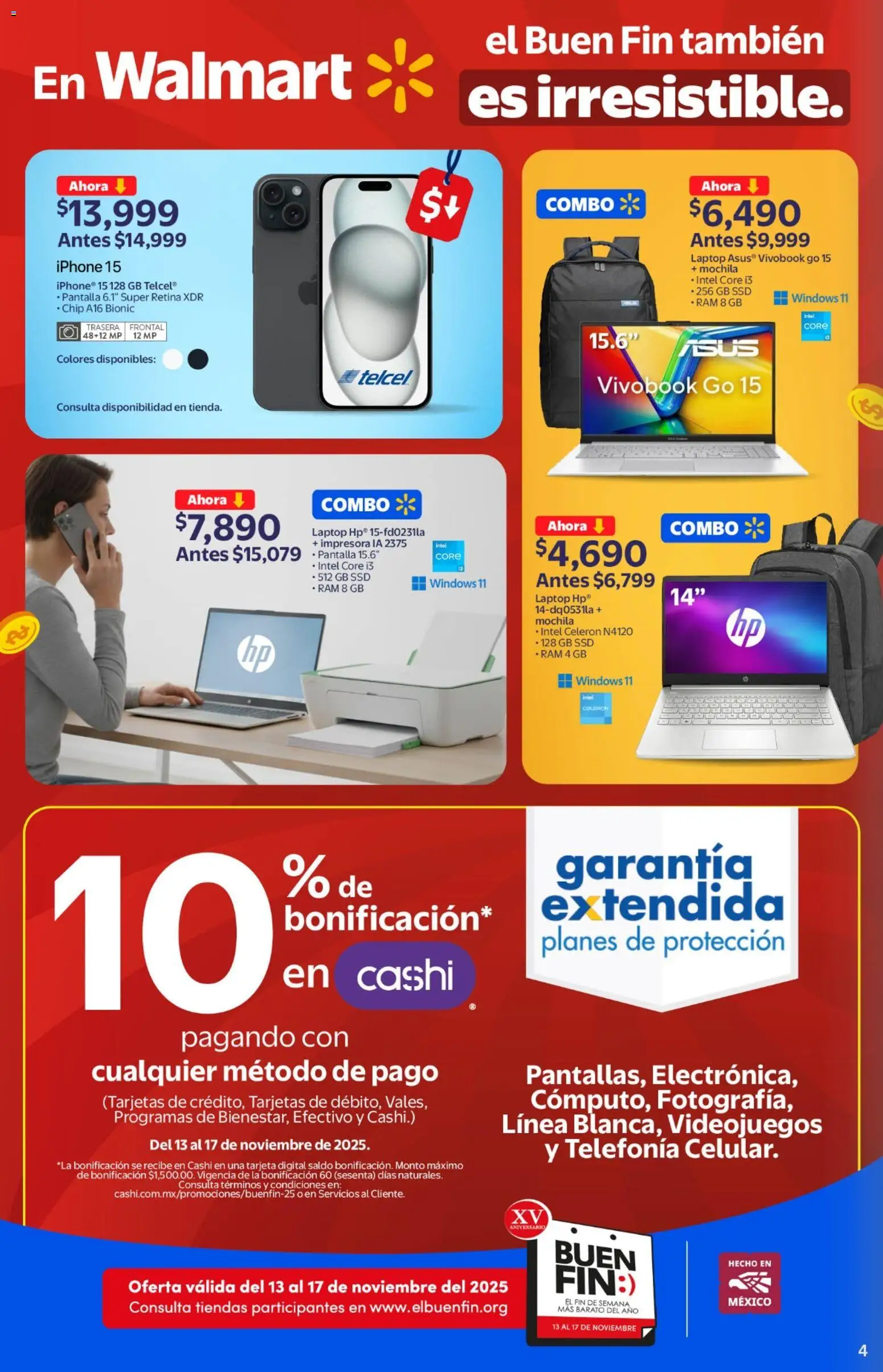 Nuevas ofertas de Walmart válidas en toda la República Mexicana desde el 13.11.2025. ¡Encuentra las mejores ofertas en Walmart Buen Fin ! | Página: 4 | Productos: Mochila, Impresora