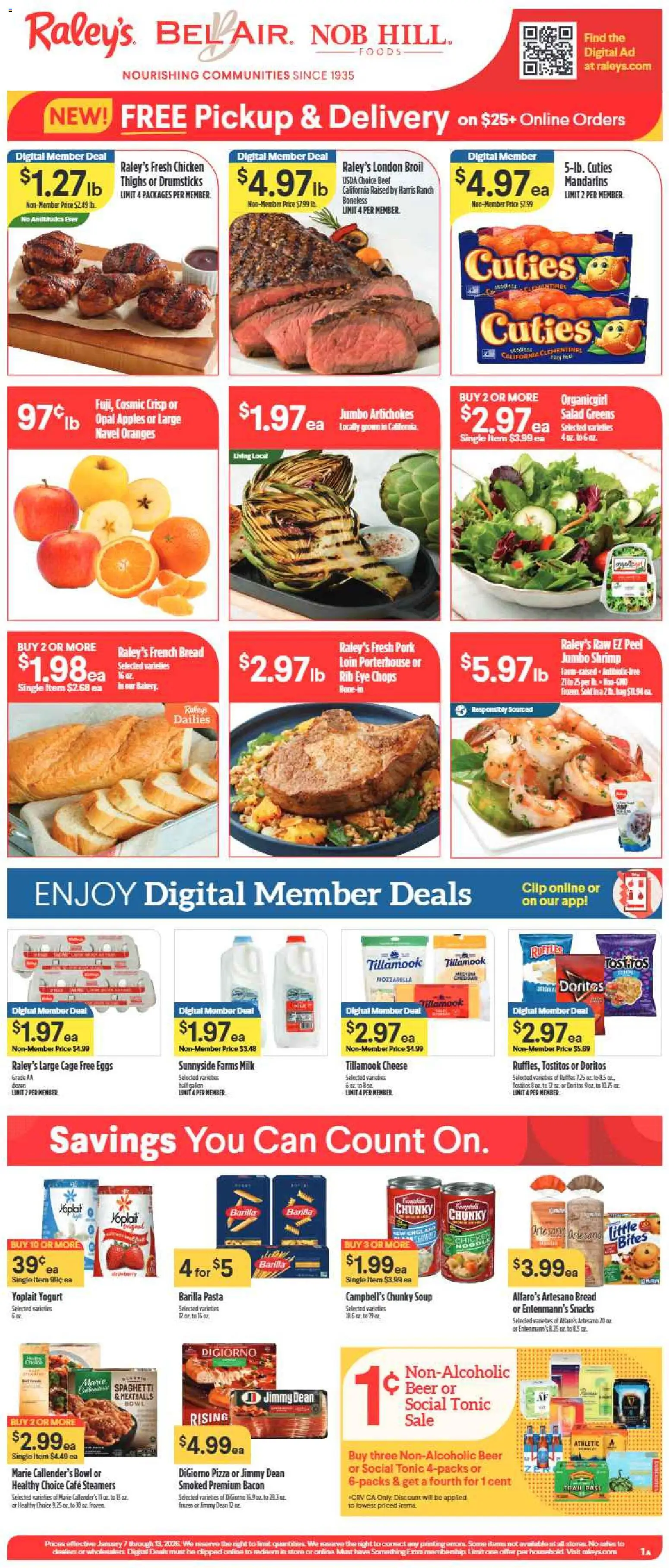 Raley's Weekly Ad - valid from 07.01.2026 | Page: 1 | Products: Bread, Beer, Pasta, Salad