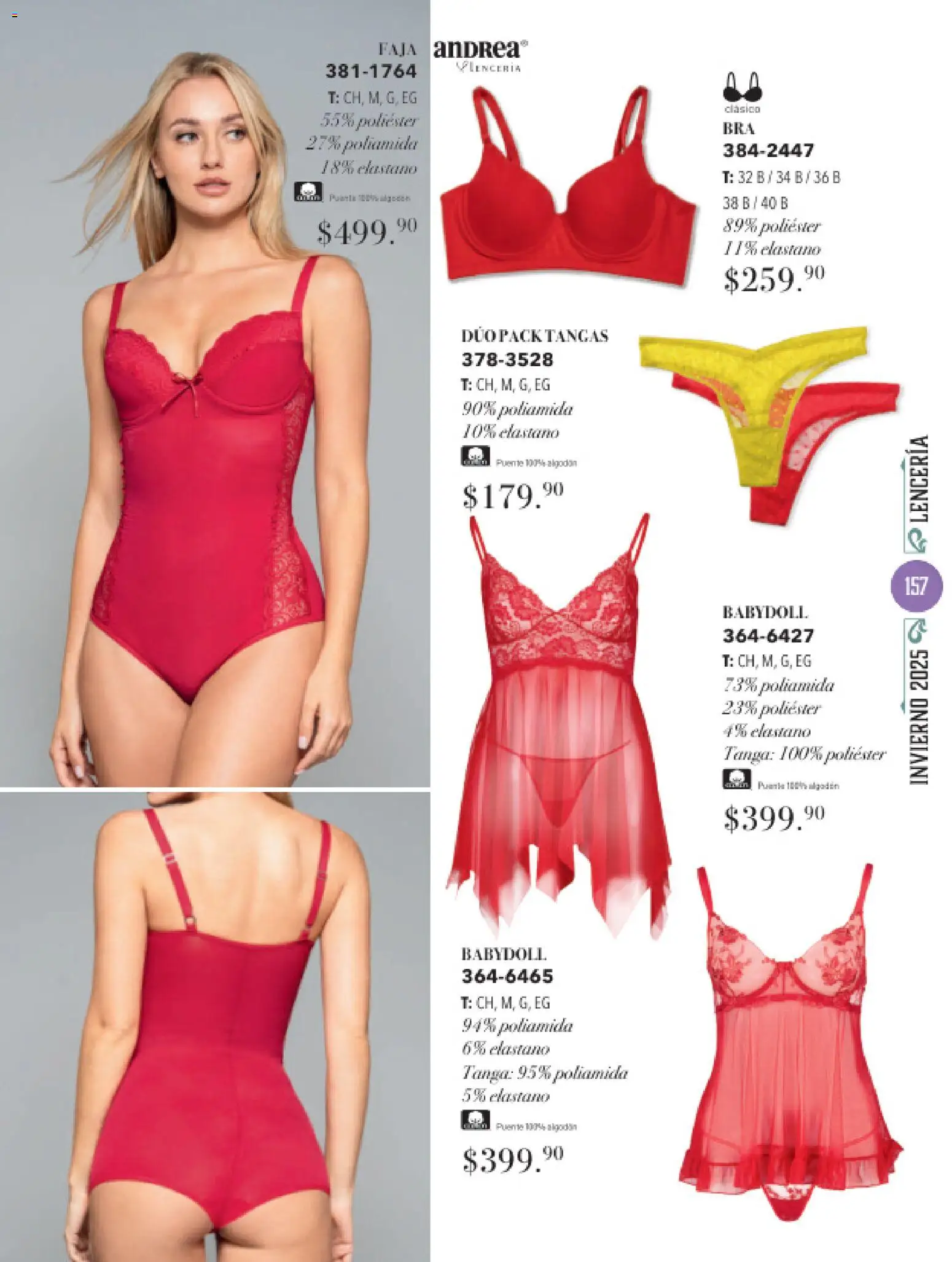 Nuevas ofertas de Andrea válidas en toda la República Mexicana desde el 26.11.2025. ¡Encuentra las mejores ofertas en Andrea catálogo Invierno! | Página: 157 | Productos: Algodón, Lenceria, Faja