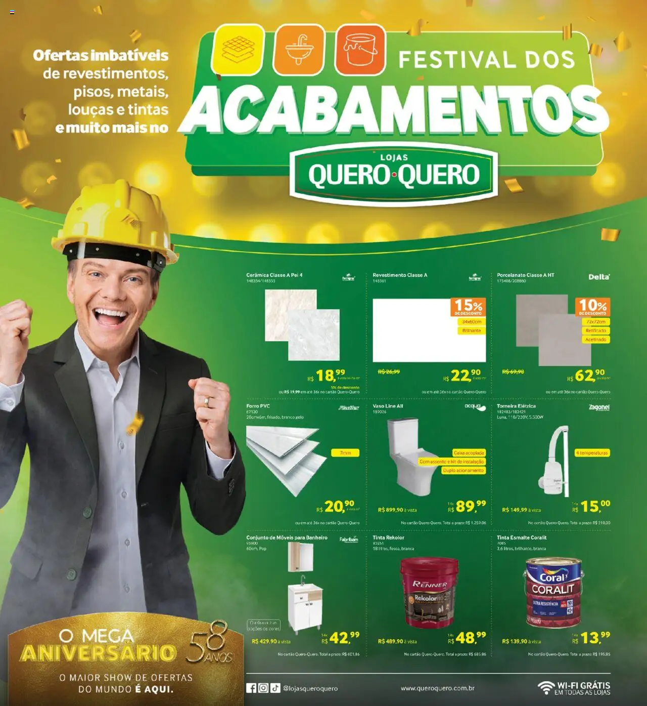 Lojas Quero-Quero Folheto - válido de 21.07.2025 | Página: 1 | Produtos: Porcelanato, Caixa, Vaso, Tinta