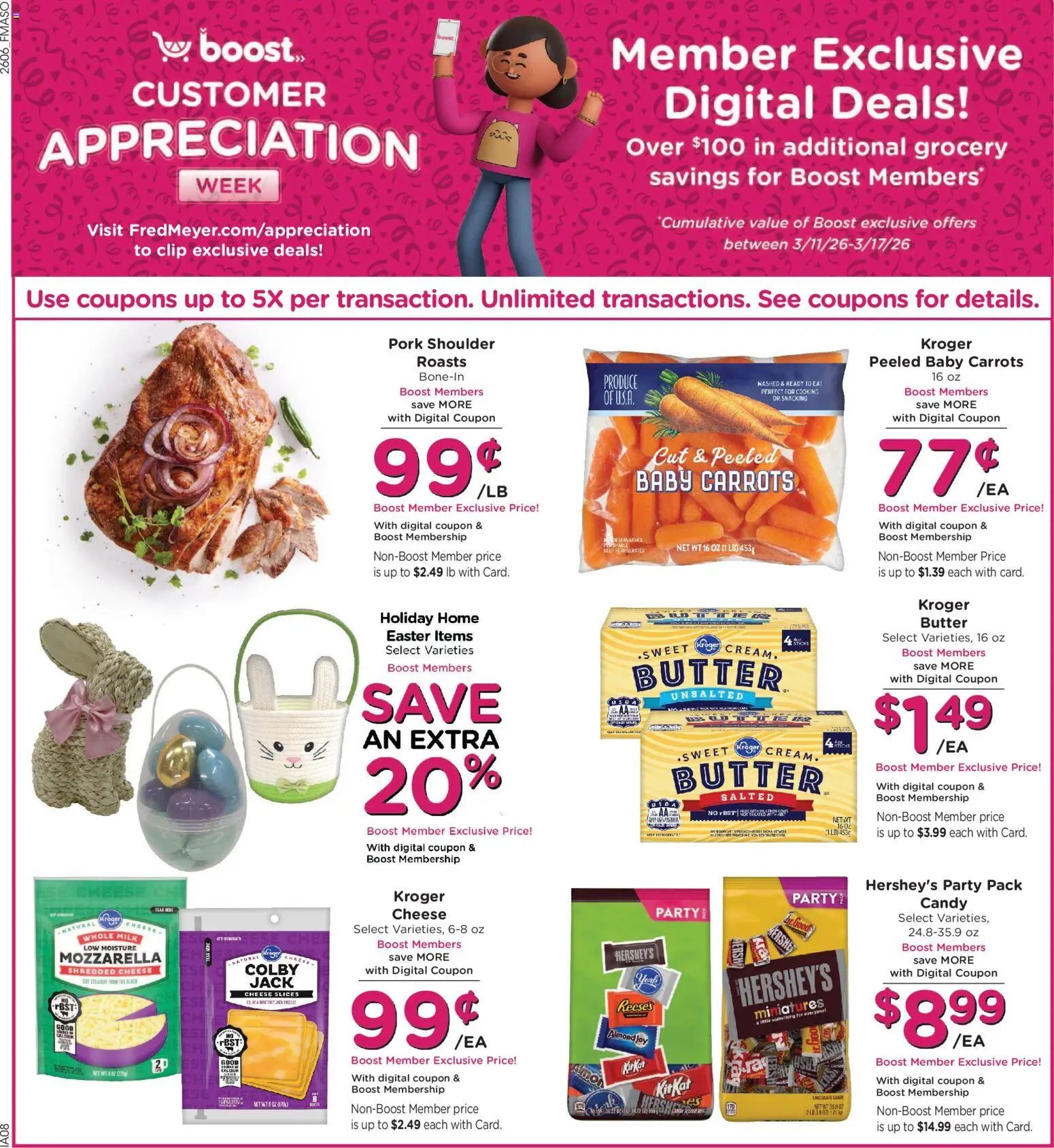 Fred Meyer Weekly Ad - valid from 11.03.2026 | Page: 9 | Products: Clip, Milk, Butter, Pork