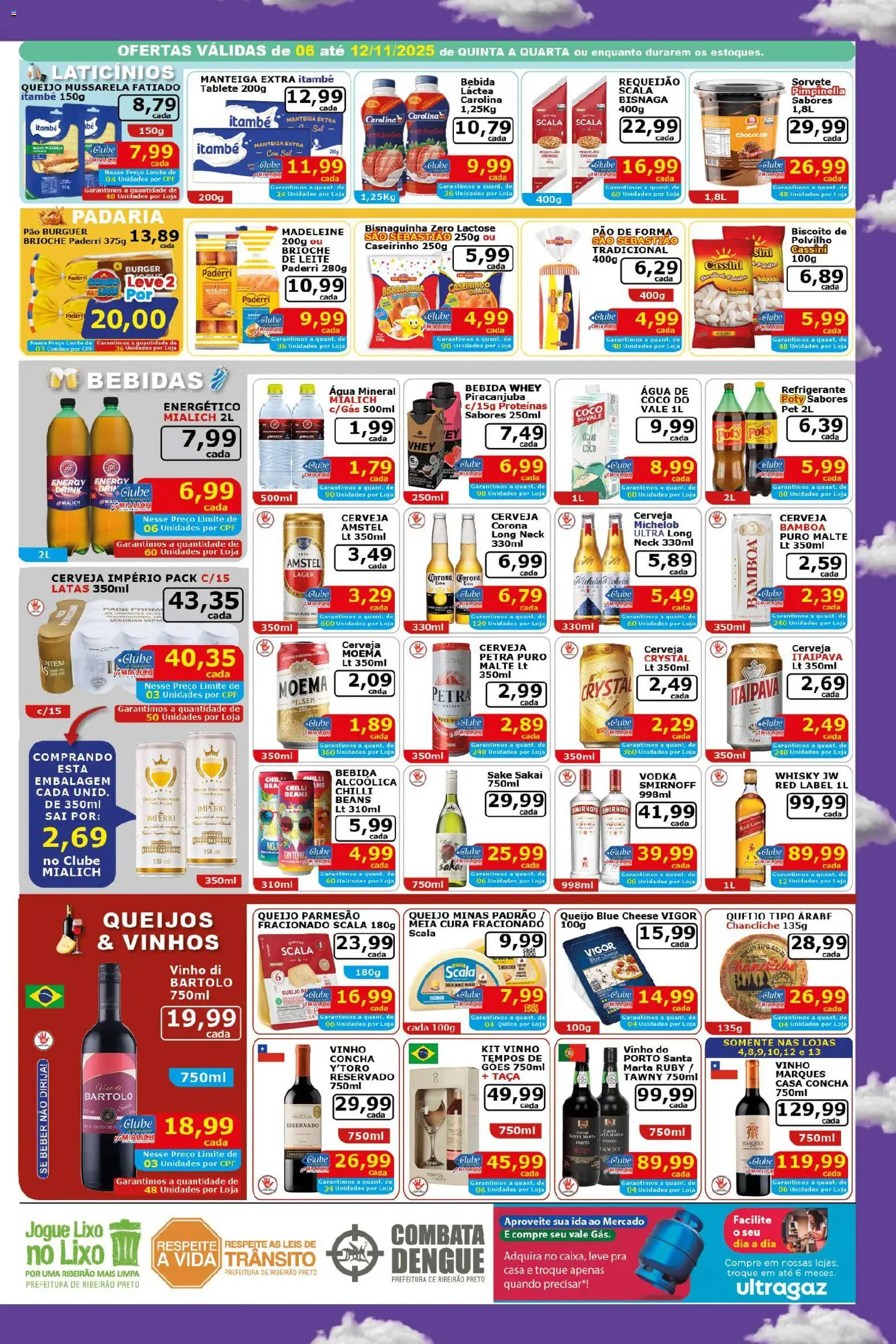 Mialich Supermercados Folheto - válido de 06.11.2025 | Página: 3 | Produtos: Whisky, Bebida, Queijo parmesão, Requeijão