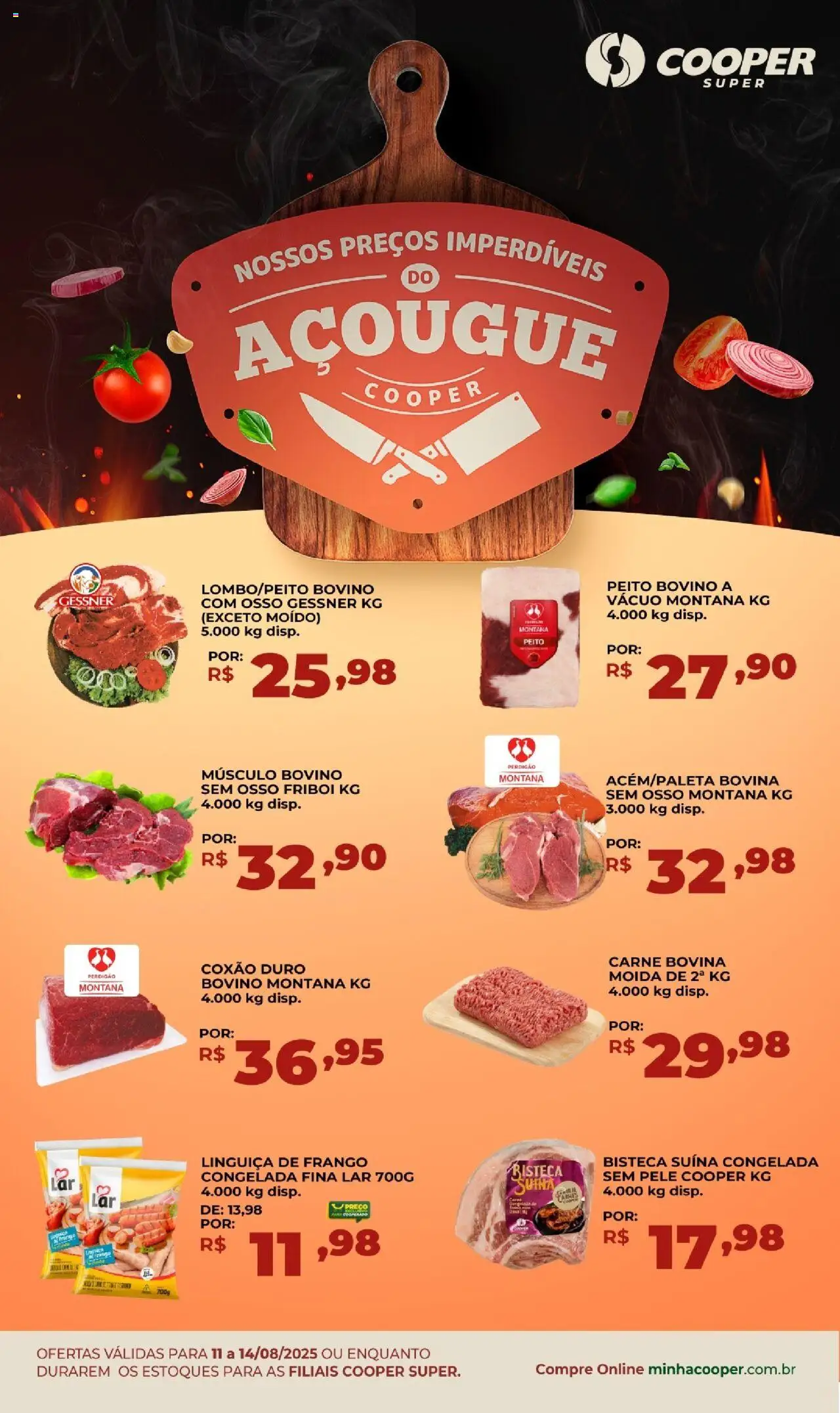 Cooper Folheto - válido de 11.08.2025 | Página: 1 | Produtos: Linguiça, Carne, Frango