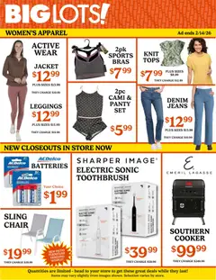 Preview of Big Lots weekly ads valid from 08.02.2026 | Page: 3 | Products: Cooker, Chair, Leggings, Jeans