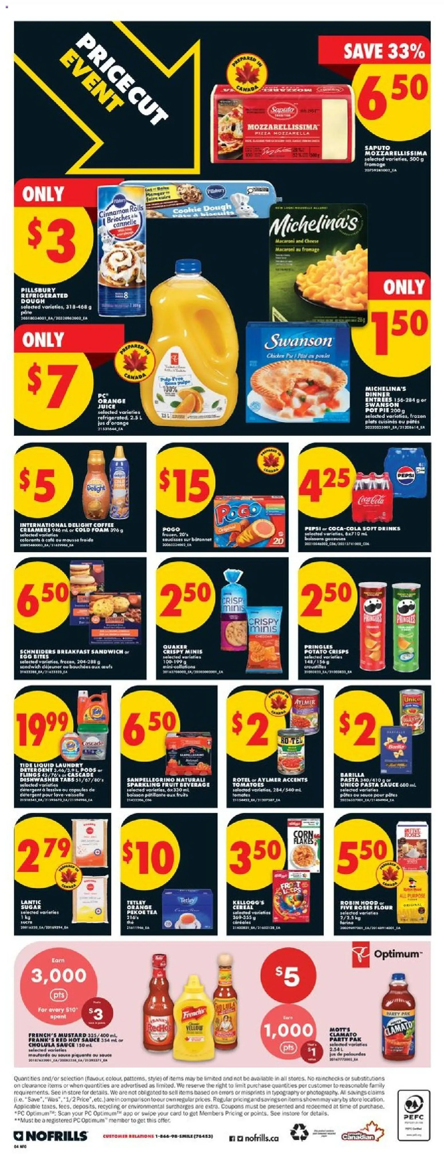 No Frills flyer valid from 16.04.2026 | Page: 4 | Products: Tea, PC, Cheese, Tomatoes