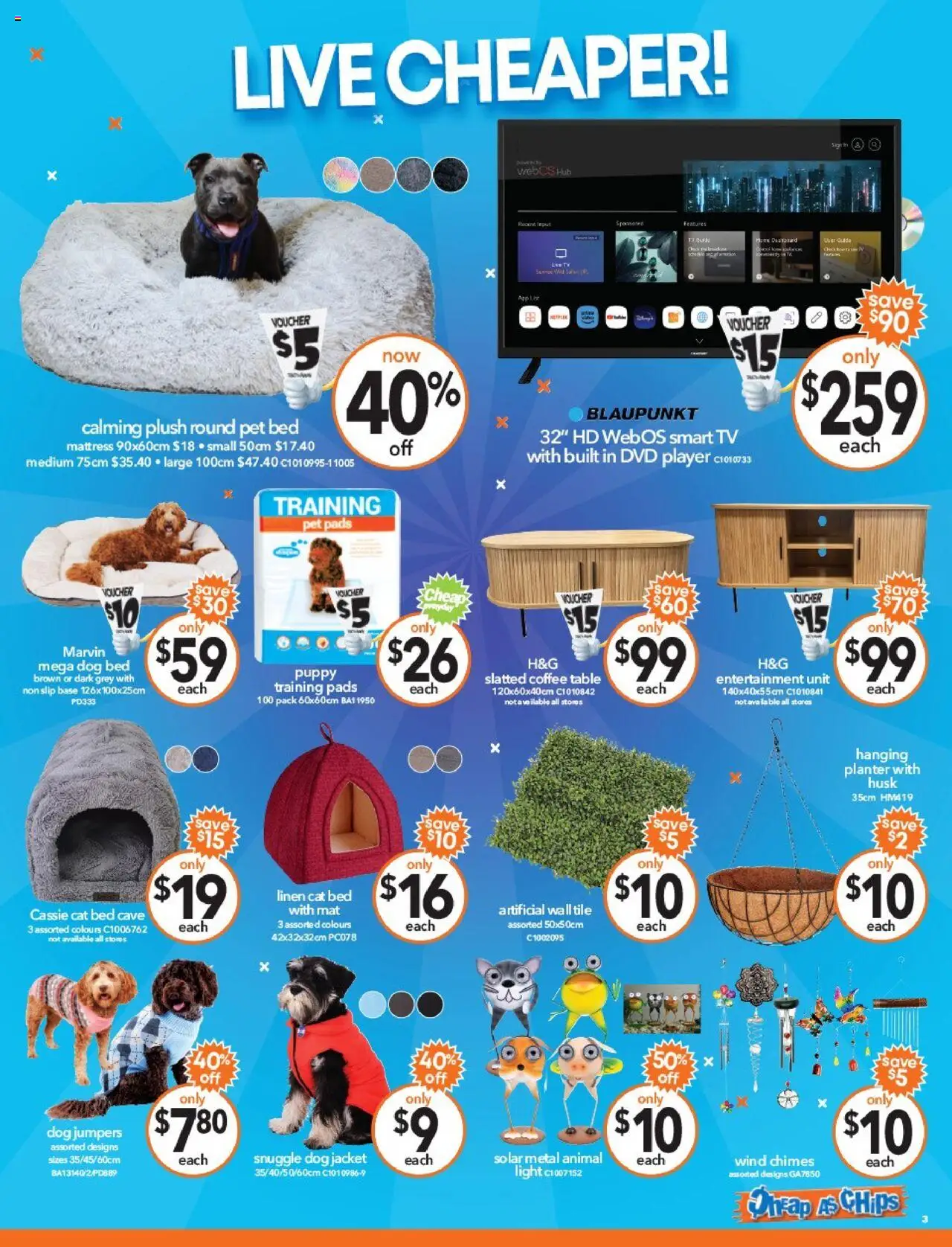 Cheap as Chips catalogue - valid from 06.08.2025 | Page: 3 | Products: Linen, Jacket, Smart tv, Bed