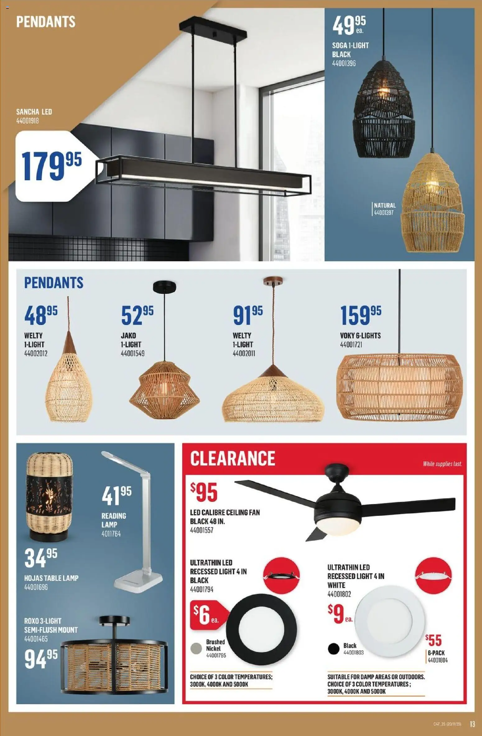 Canac flyer valid from 20.11.2025 | Page: 13 | Products: Fan, Table, Lamp