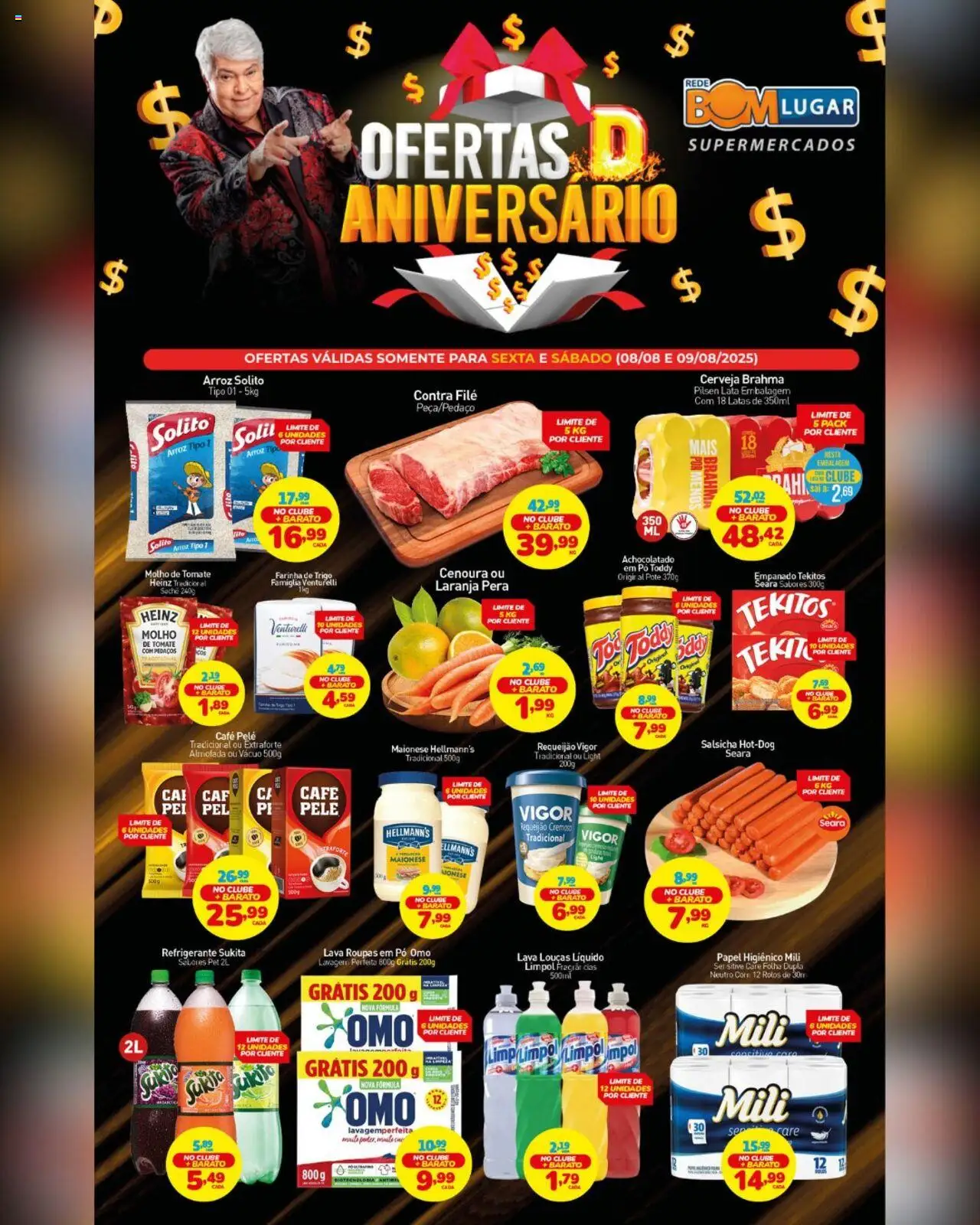 Rede Bom Lugar Folheto - válido de 08.08.2025 | Página: 1 | Produtos: Molho de tomate, Farinha de trigo, Roupas, Papel higiênico