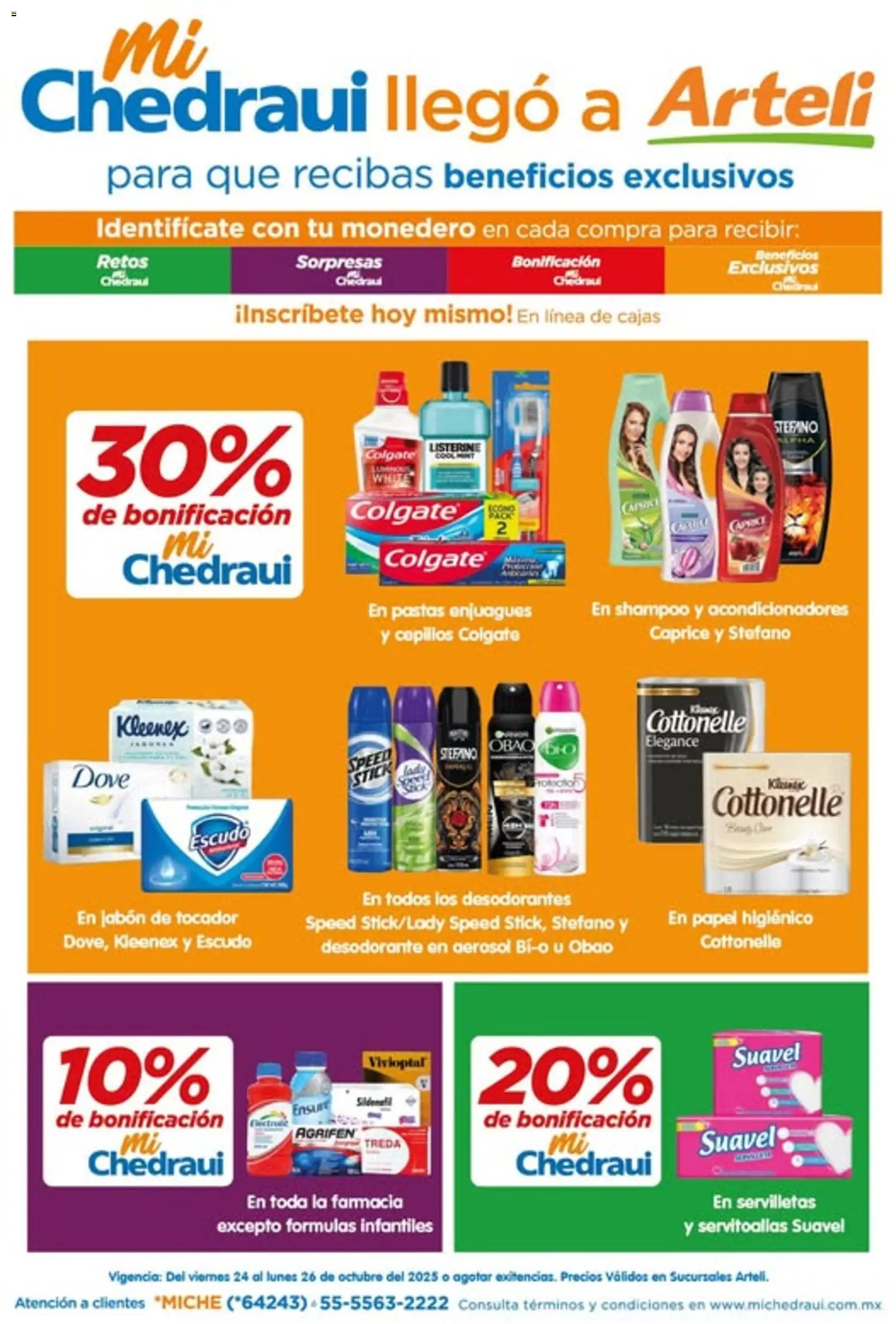 Nuevas ofertas de Arteli válidas en toda la República Mexicana desde el 24.10.2025. ¡Encuentra las mejores ofertas en Arteli - Folleto MiChedraui! | Página: 1 | Productos: Monedero, Papel higiénico, Servilletas, Jabón