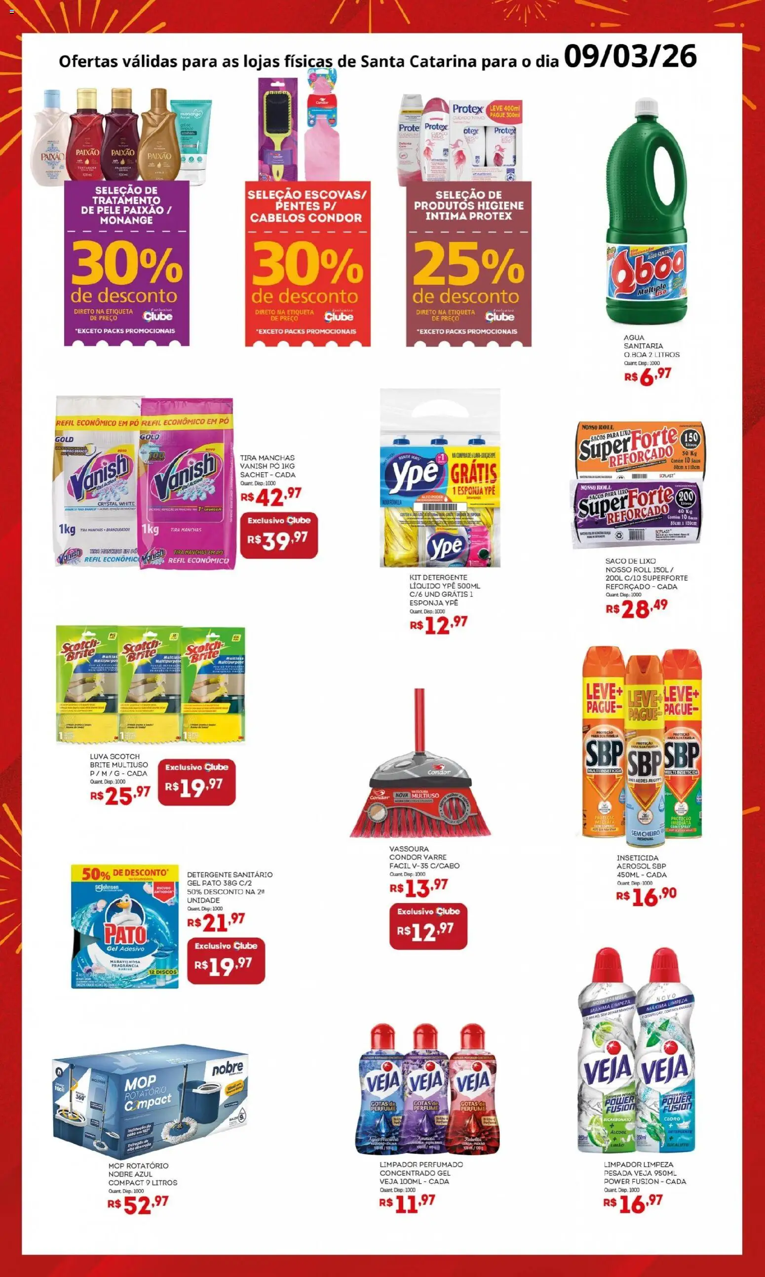 Bistek Supermercados Folheto - válido de 08.03.2026 | Página: 3 | Produtos: Mop, Esponja, Água sanitária, Vassoura