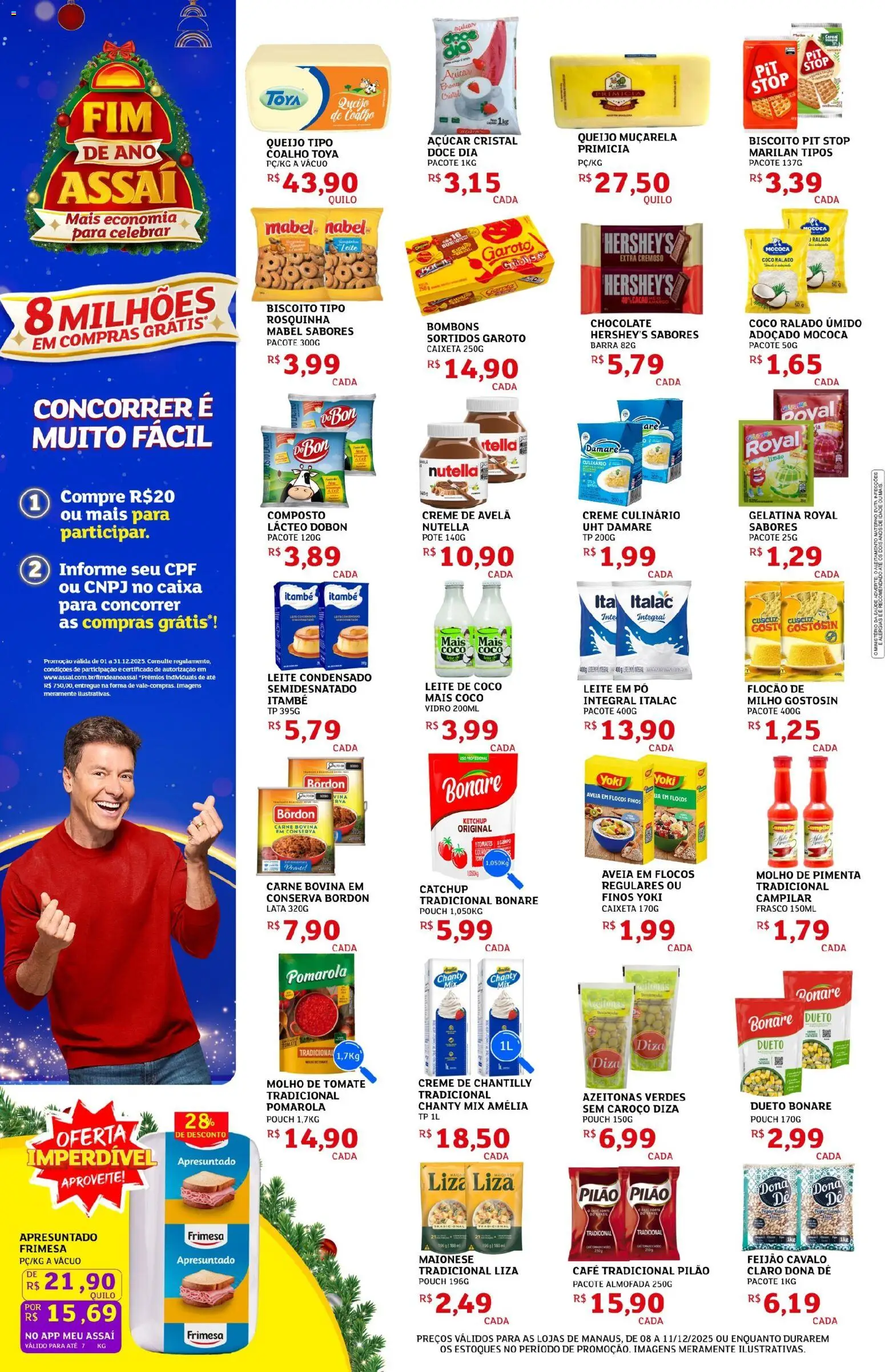 Assaí Atacadista Folheto - válido de 08.12.2025 | Página: 2 | Produtos: Feijão, Pó, Rosquinha, Creme de avelã
