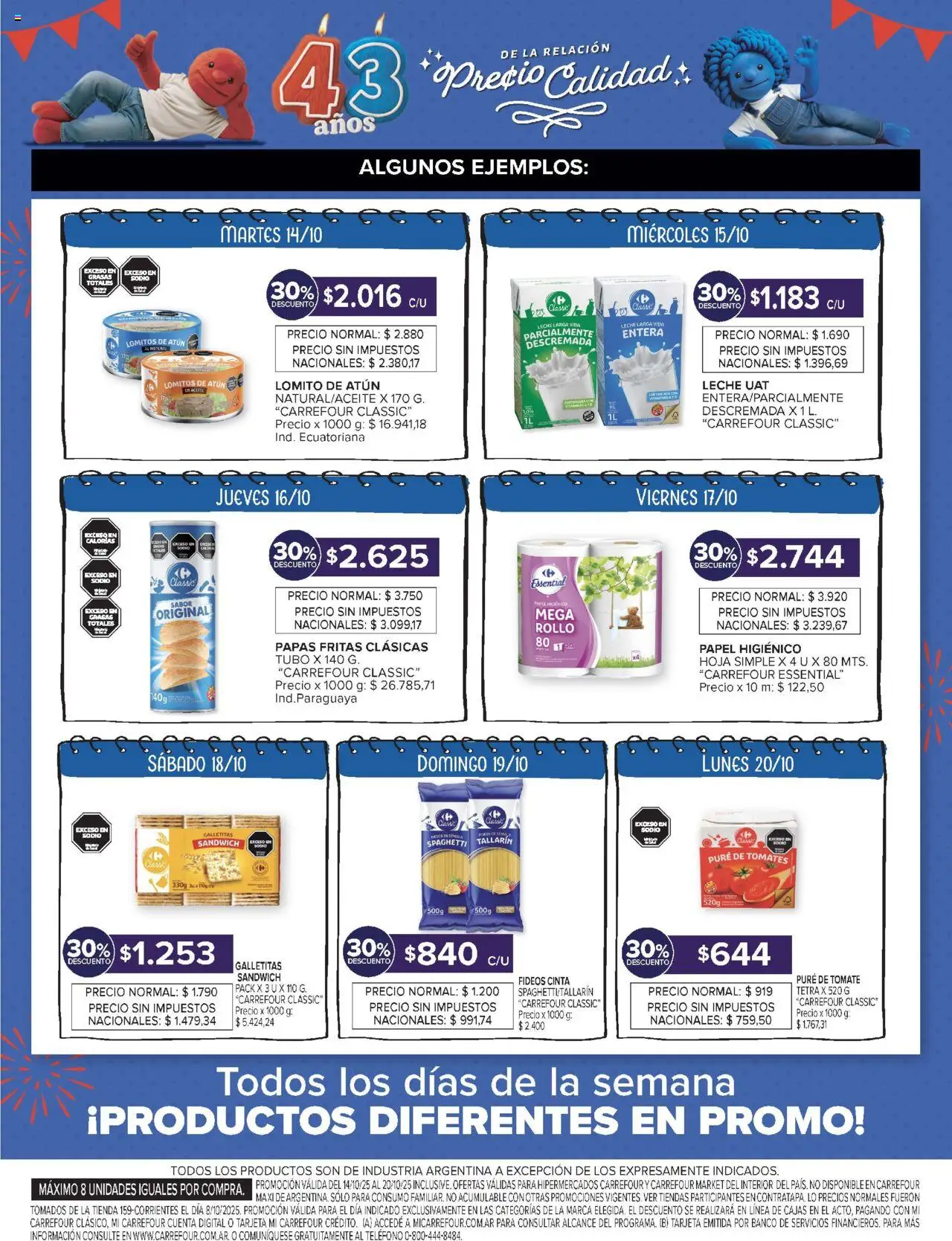 Carrefour ofertas - Córdoba │ válido desde el 14.10.2025 | Página: 9 | Productos: Aceite, Tomate, Leche, Fideos
