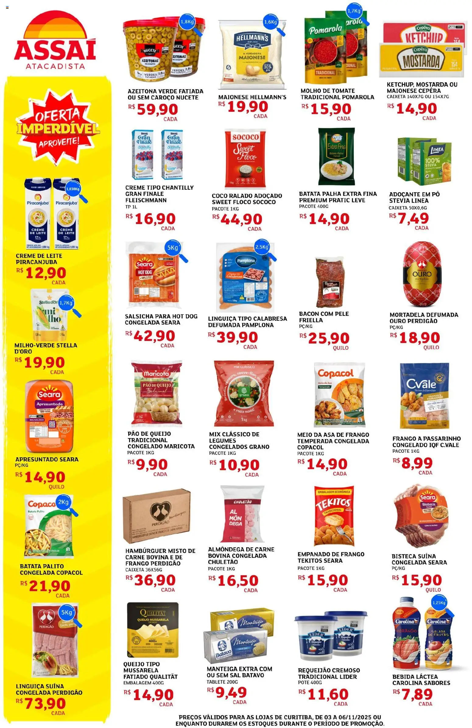 Assaí Atacadista Folheto - válido de 03.11.2025 | Página: 2 | Produtos: Azeitonas, Molho de tomate, Batata palha, Requeijão