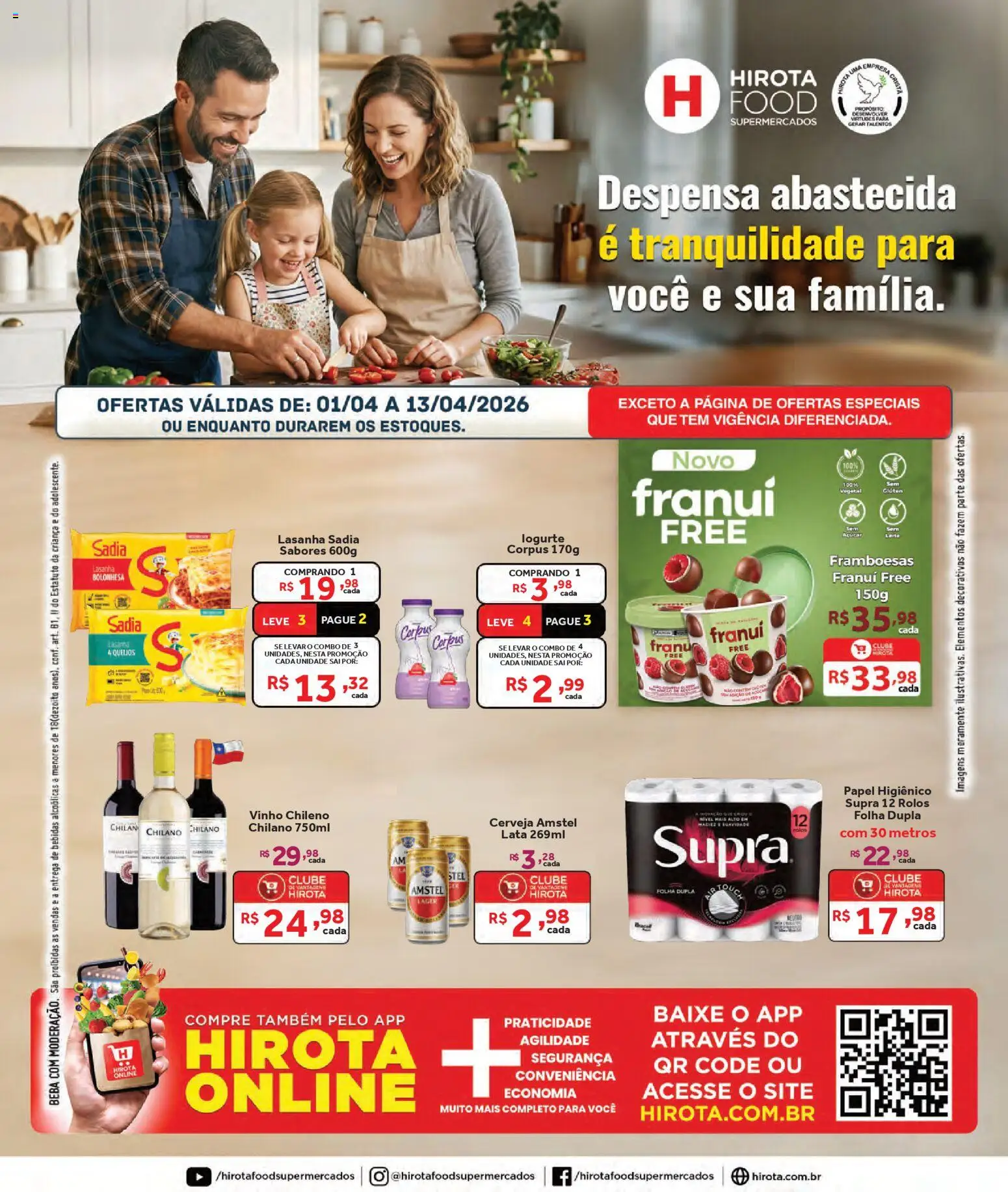 Hirota Food Folheto - válido de 01.04.2026 | Página: 1 | Produtos: Franui, Cerveja, Açúcar, Papel higiênico