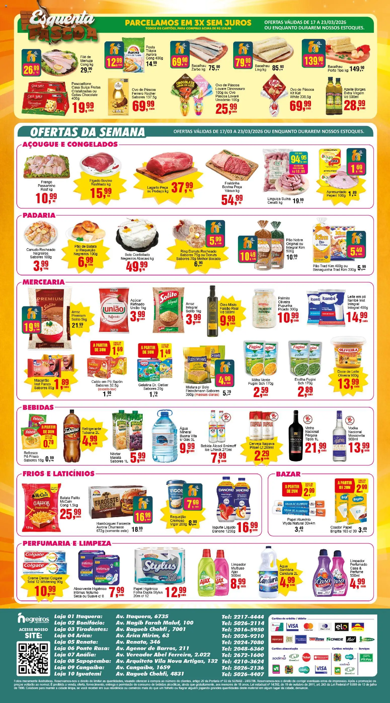 Negreiros Folheto - válido de 17.03.2026 | Página: 2 | Produtos: Bacalhau, Pão, Chocolate, Cerveja