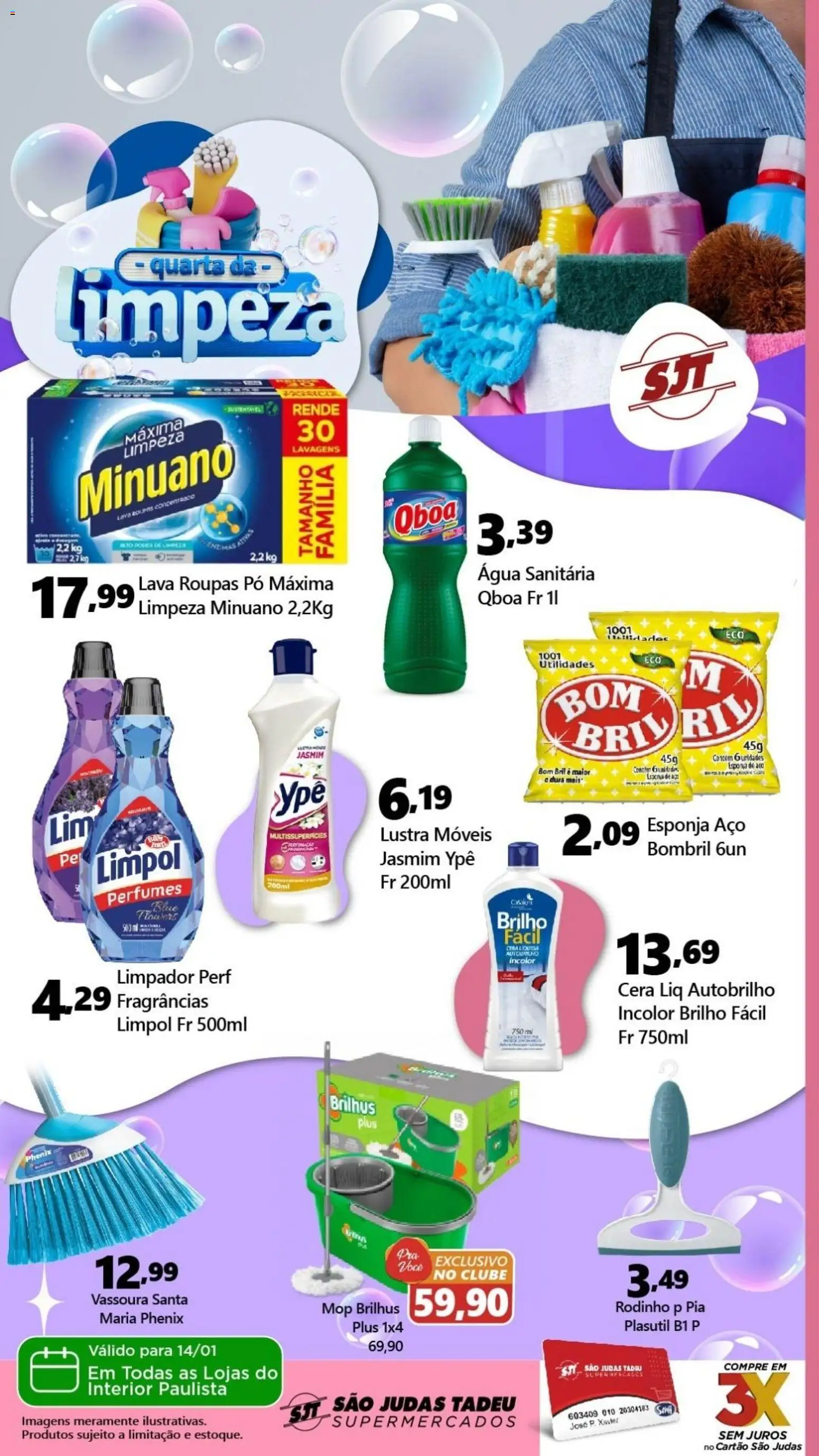 São Judas Tadeu Folheto - válido de 13.01.2026 | Página: 8 | Produtos: Pó, Pia, Água sanitária, Vassoura