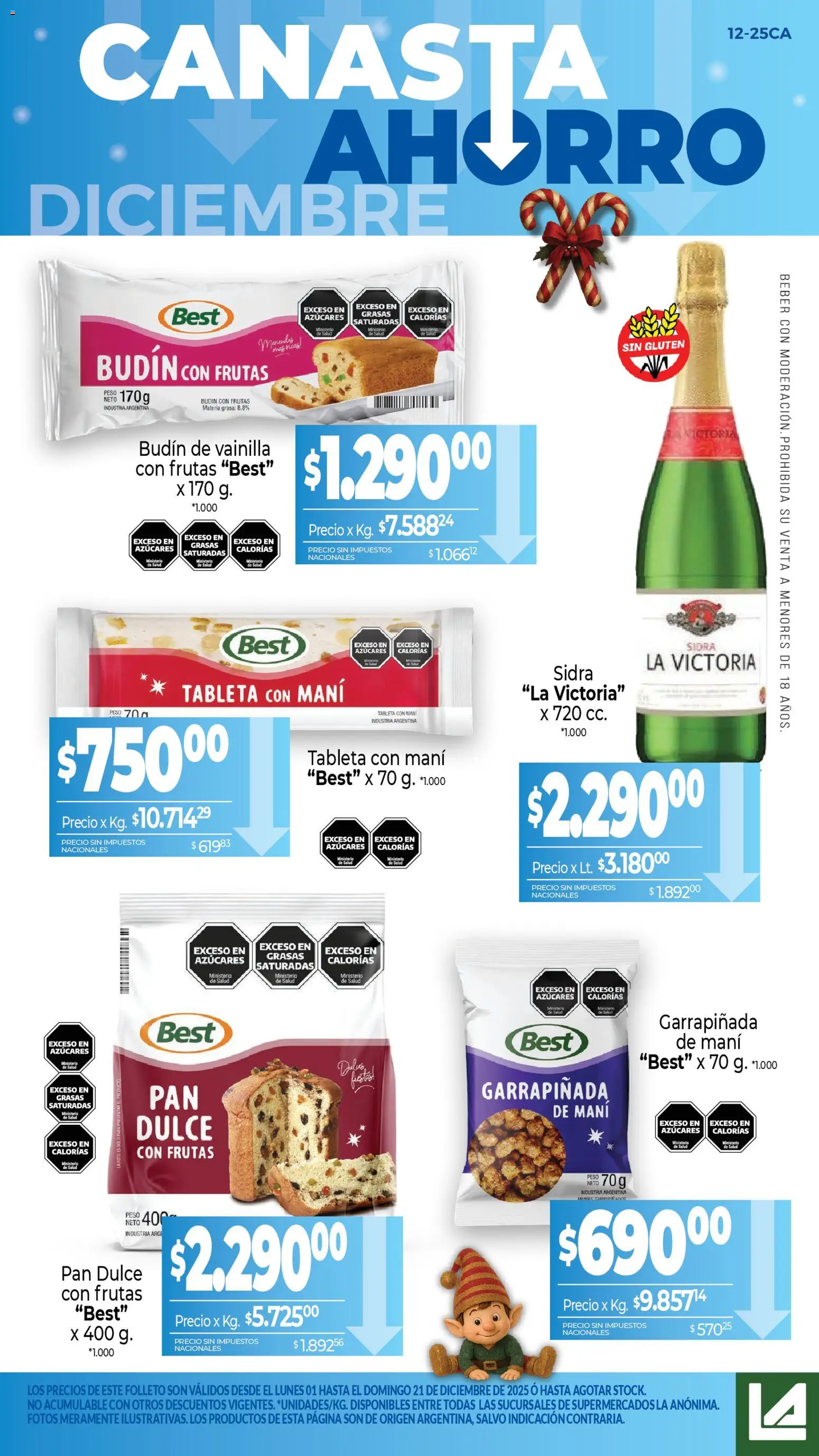 La Anonima catálogo │ válido desde el 01.12.2025 | Página: 1 | Productos: Tableta, Peso, Mani, Canasta