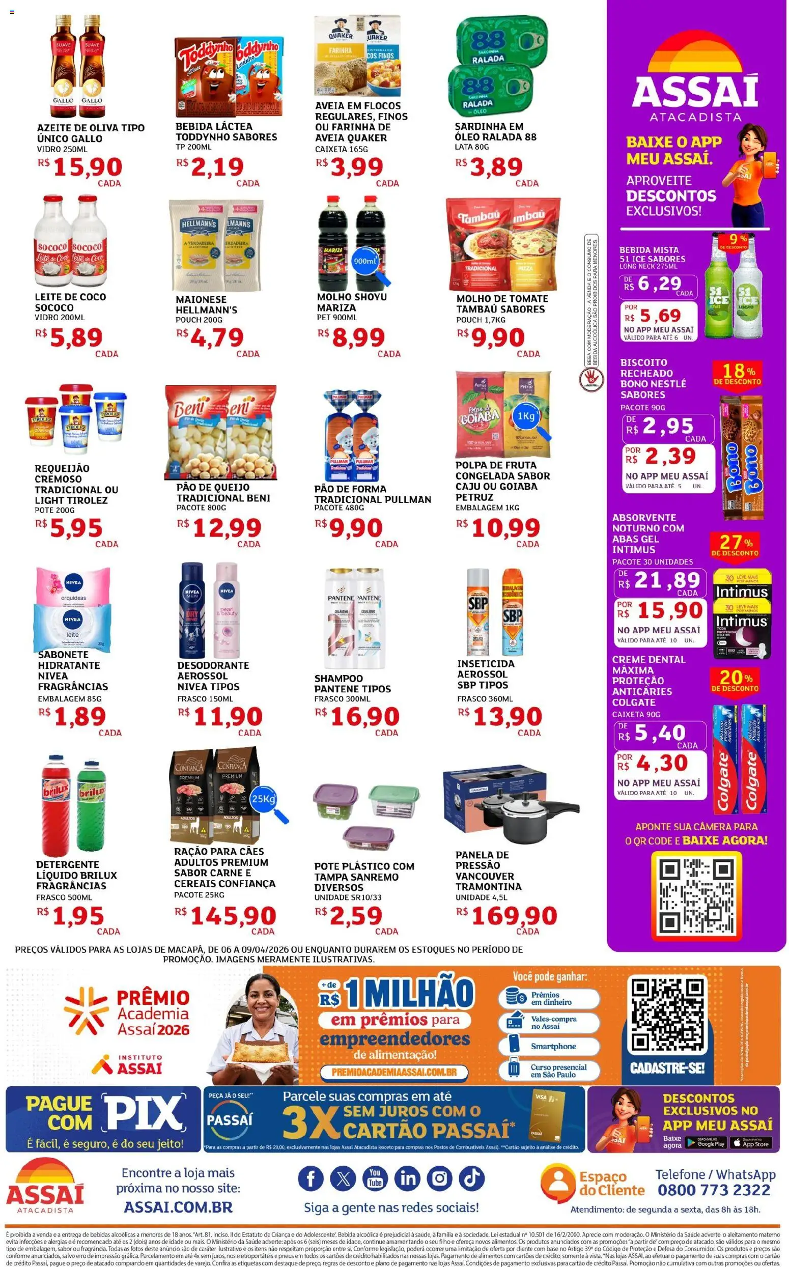 Assaí Atacadista Folheto - válido de 06.04.2026 | Página: 2 | Produtos: Caju, Molho de tomate, Base, Telefone
