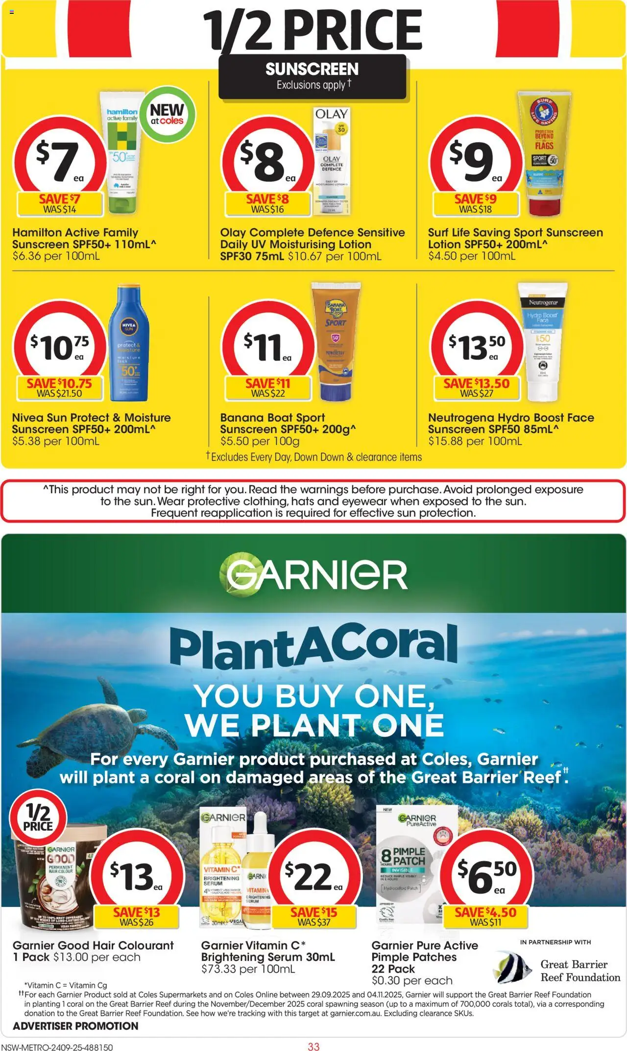 Coles catalogue - valid from 24.09.2025 | Page: 33 | Products: Plant, Hair colour, Sunscreen, Foundation