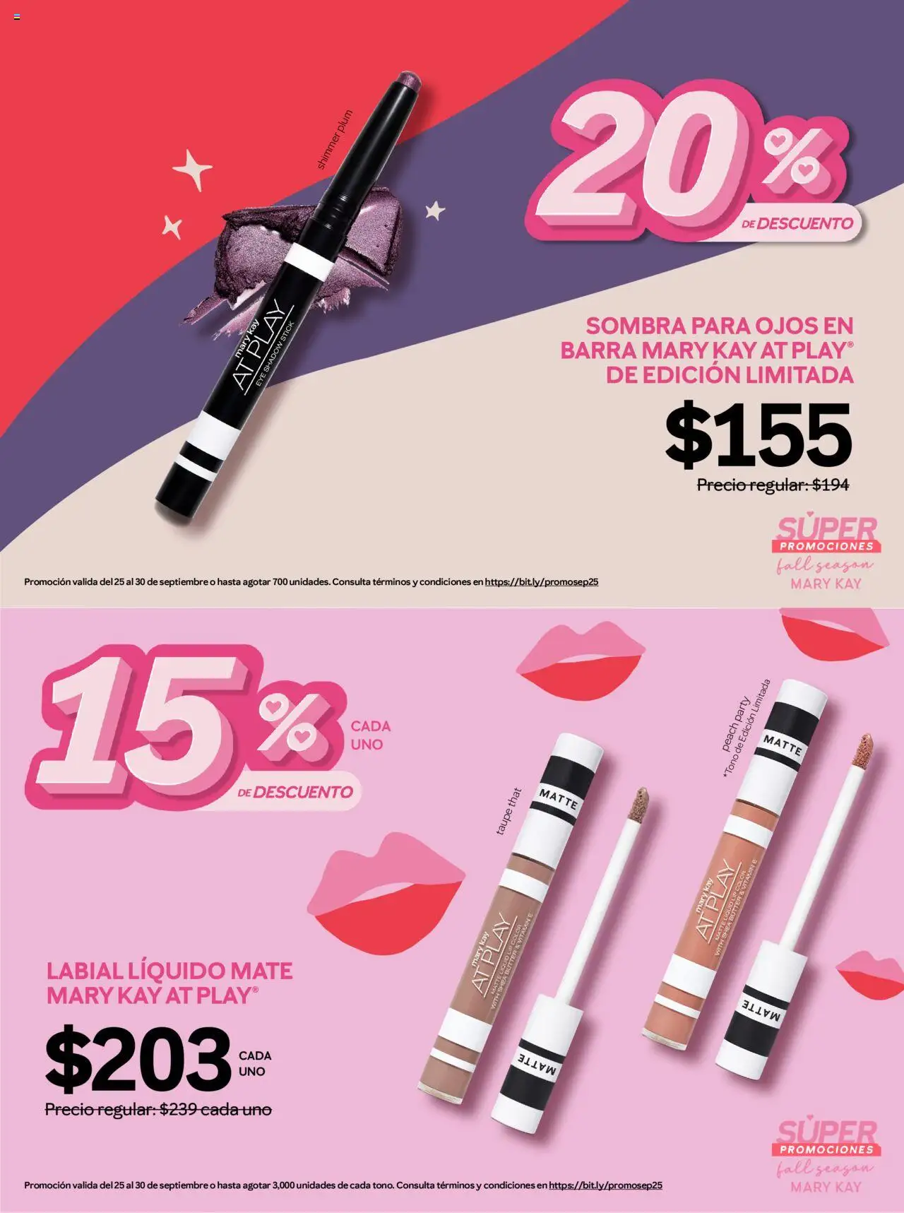 Nuevas ofertas de Mary Kay válidas en toda la República Mexicana desde el 25.09.2025. ¡Encuentra las mejores ofertas en Mary Kay catálogo! | Página: 5 | Productos: Sombra, Barra, Mate
