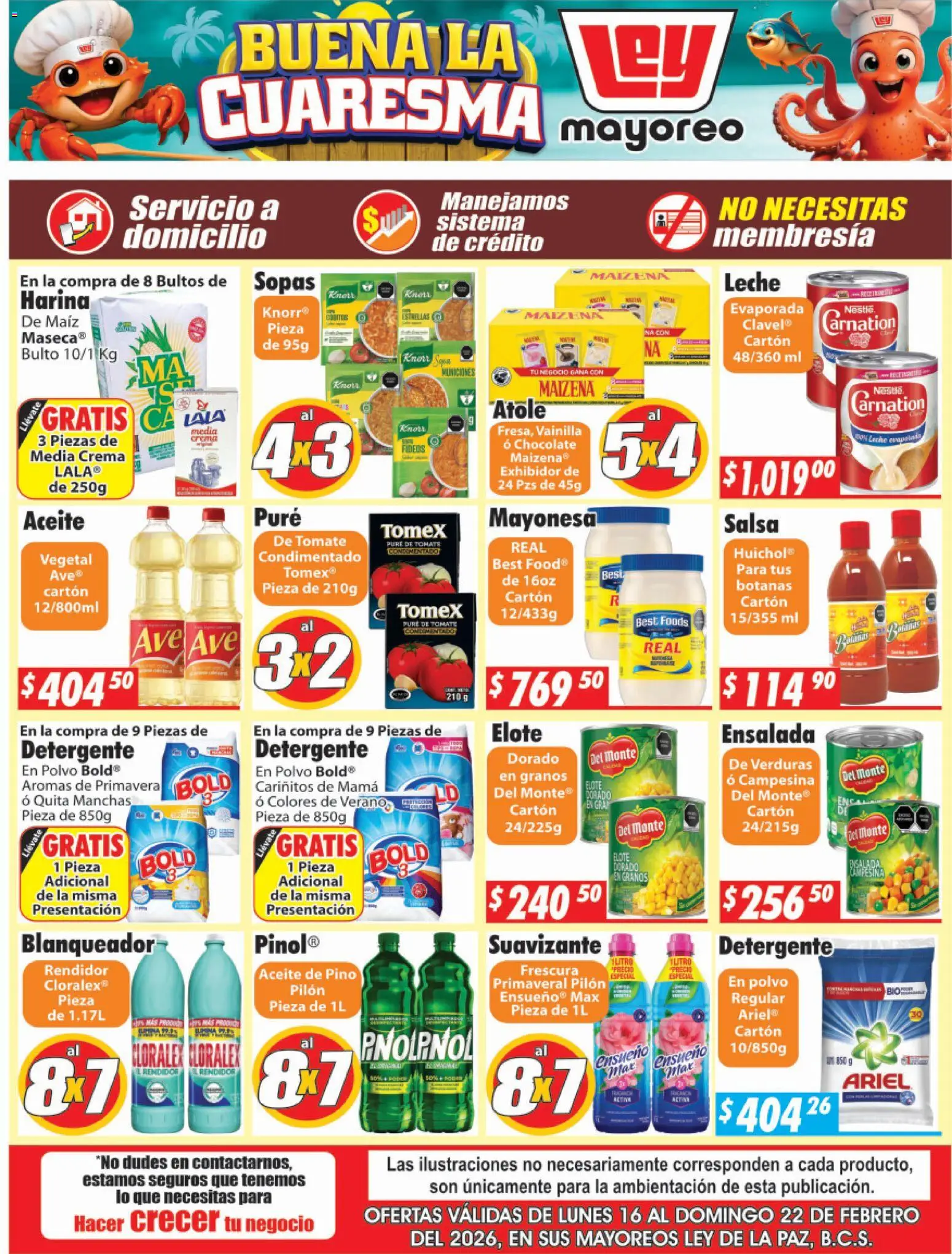 Nuevas ofertas de Casa Ley válidas en toda la República Mexicana desde el 16.02.2026. ¡Encuentra las mejores ofertas en Casa Ley folleto La Paz! | Página: 2 | Productos: Harina, Tomate, Leche, Fideos