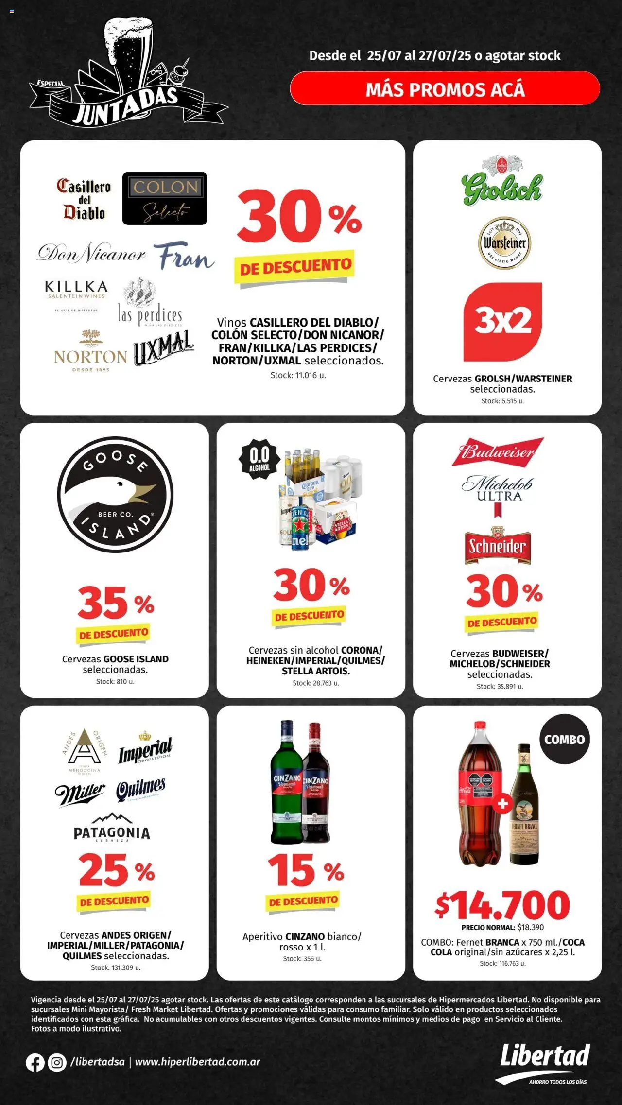 Hipermercado Libertad - Juntadas  │ válido desde el 25.07.2025 | Página: 1 | Productos: Fernet, Cerveza