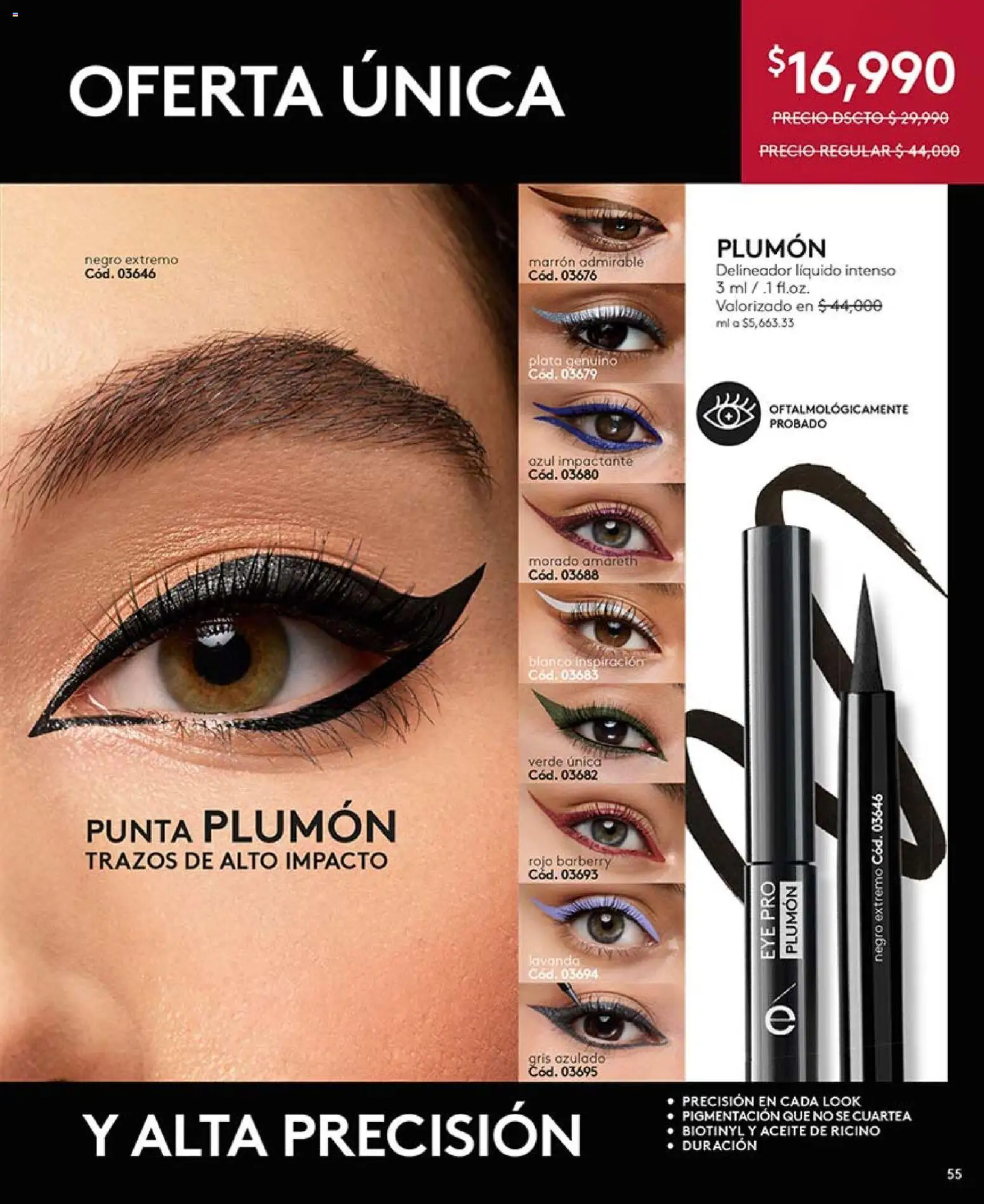 Ésika revista - valida desde el 03.04.2026 | Página: 55 | Productos: Delineador, Aceite