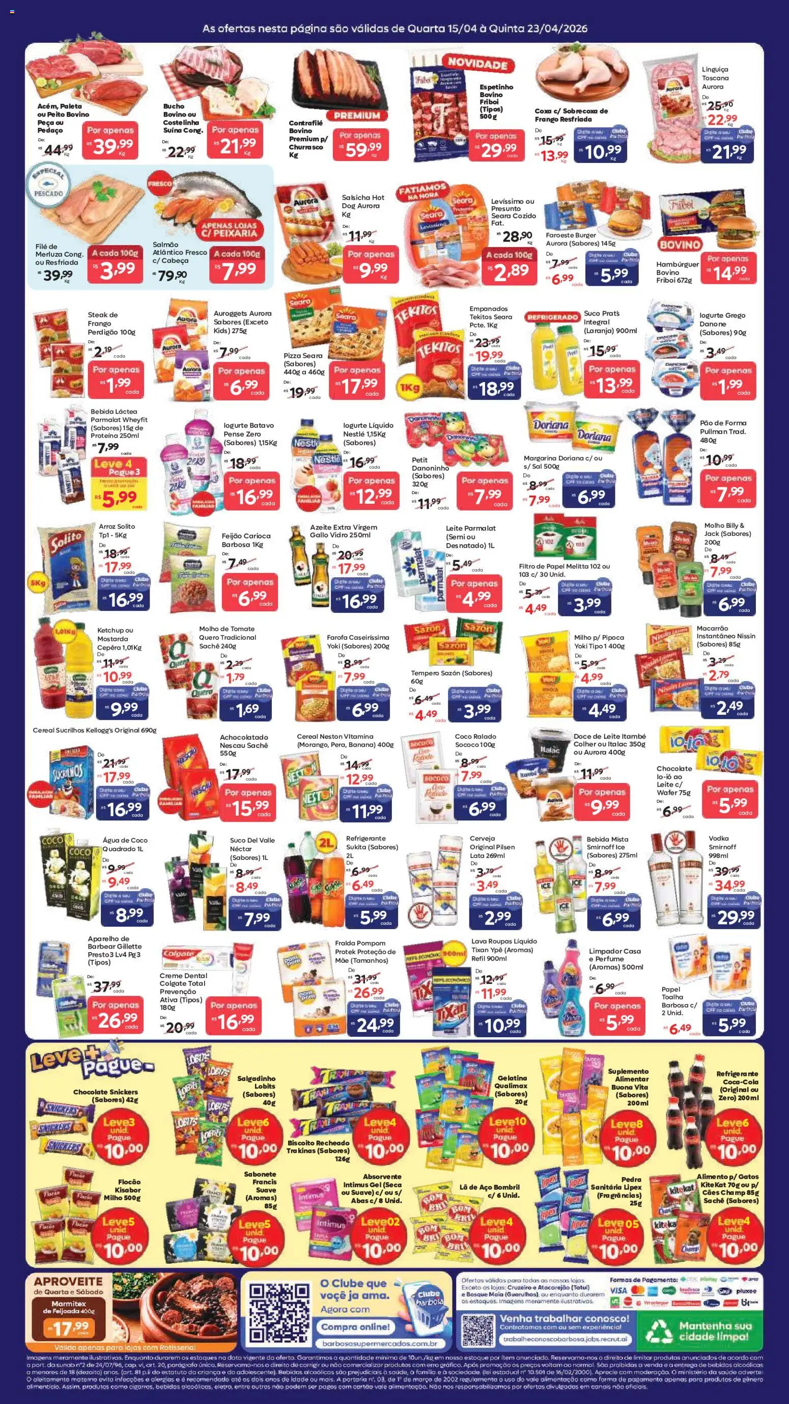 Barbosa Supermercados Folheto - válido de 15.04.2026 | Página: 2 | Produtos: Pão, Macarrão, Creme dental, Margarina