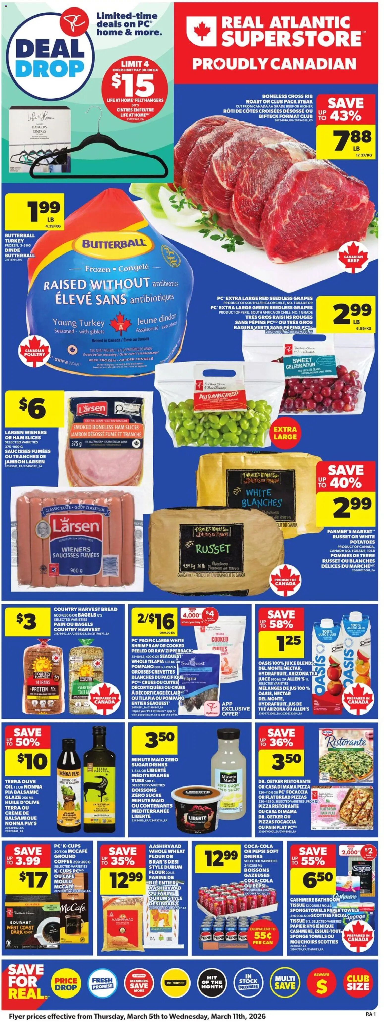 Atlantic Superstore flyer valid from 05.03.2026 | Page: 3 | Products: PC, Turkey, Sponge, Ham