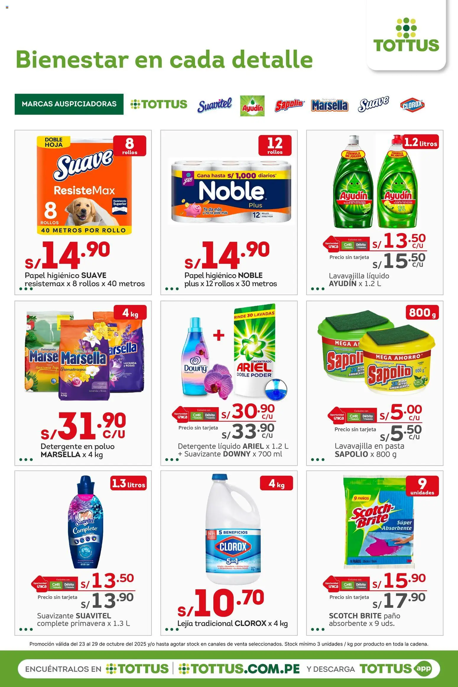Catálogo Tottus válido desde 23.10.2025 | Página: 11 | Productos: Detergente, Pasta, Crema, Polvo