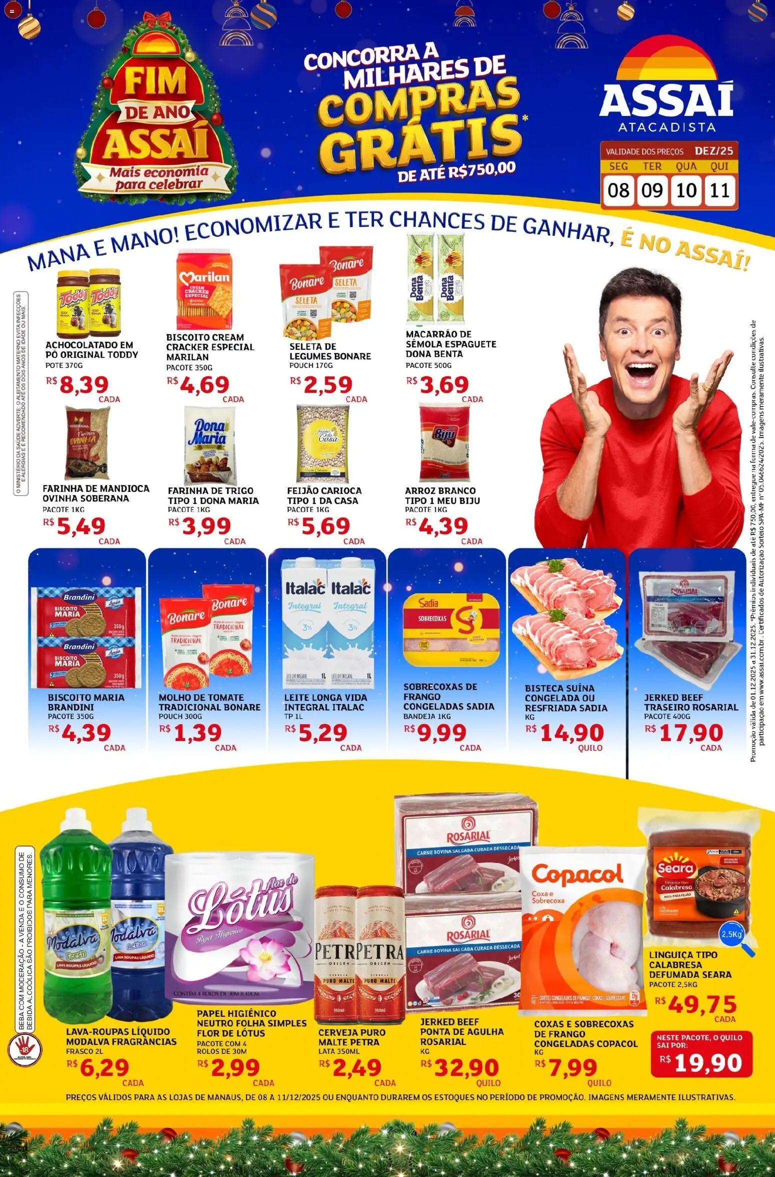 Assaí Atacadista Folheto - válido de 08.12.2025 | Página: 1 | Produtos: Espaguete, Molho de tomate, Achocolatado, Bandeja