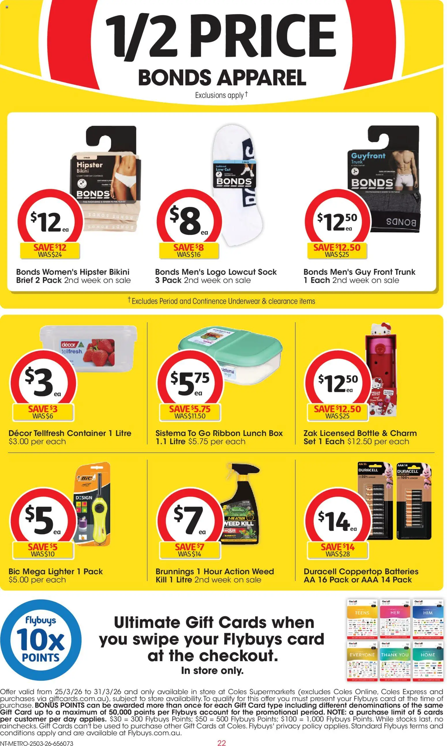 Coles catalogue - valid from 25.03.2026 | Page: 22 | Products: Bikini, Box, Underwear, Batteries