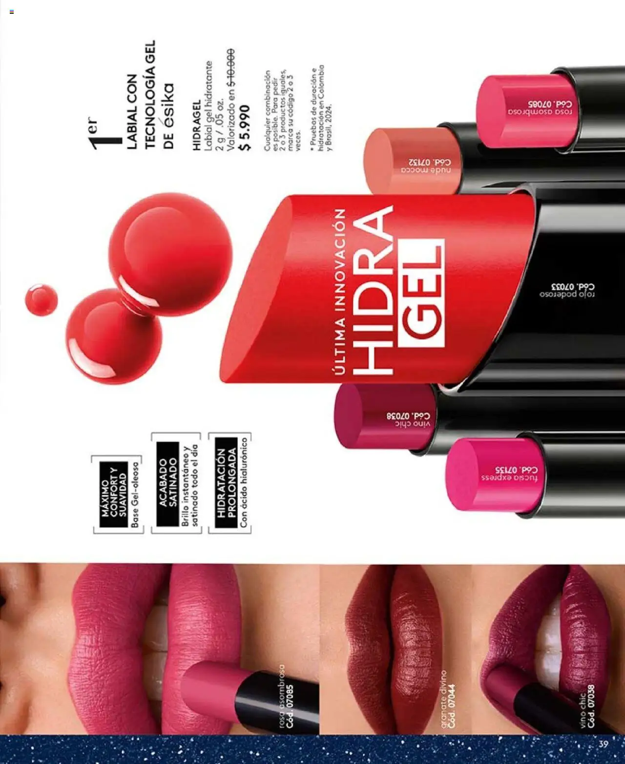 Catálogo Ésika Campaña 17 │ válido desde el 14.10.2025 | Página: 43 | Productos: Brillo, Vino, Base, Labial