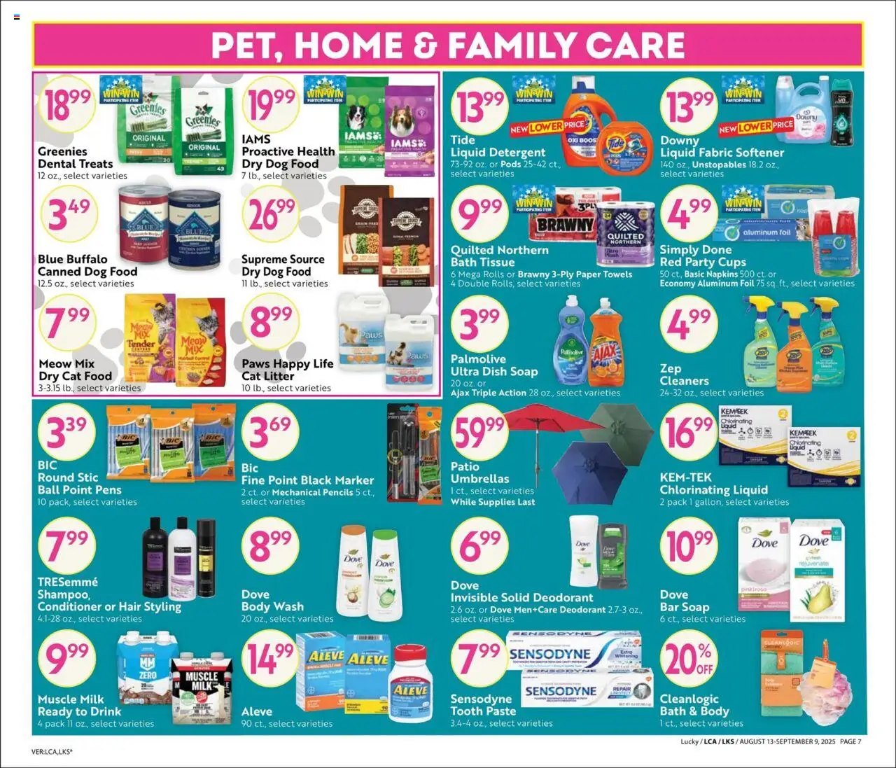 Lucky Supermarkets Big Monthly Deals - valid from 13.08.2025 | Page: 7 | Products: Cat Food, Conditioner, Deodorant, Body Wash